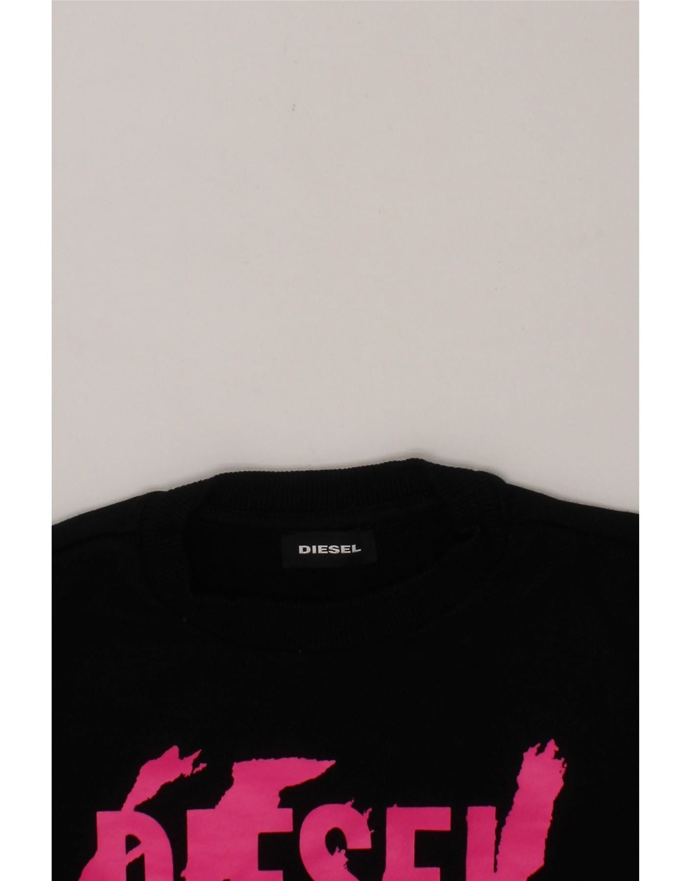 Diesel Girls Graphic Sweatshirt Jumper 6-7 Years Black Cotton Size ONE SIZE - 3 Thumbnail