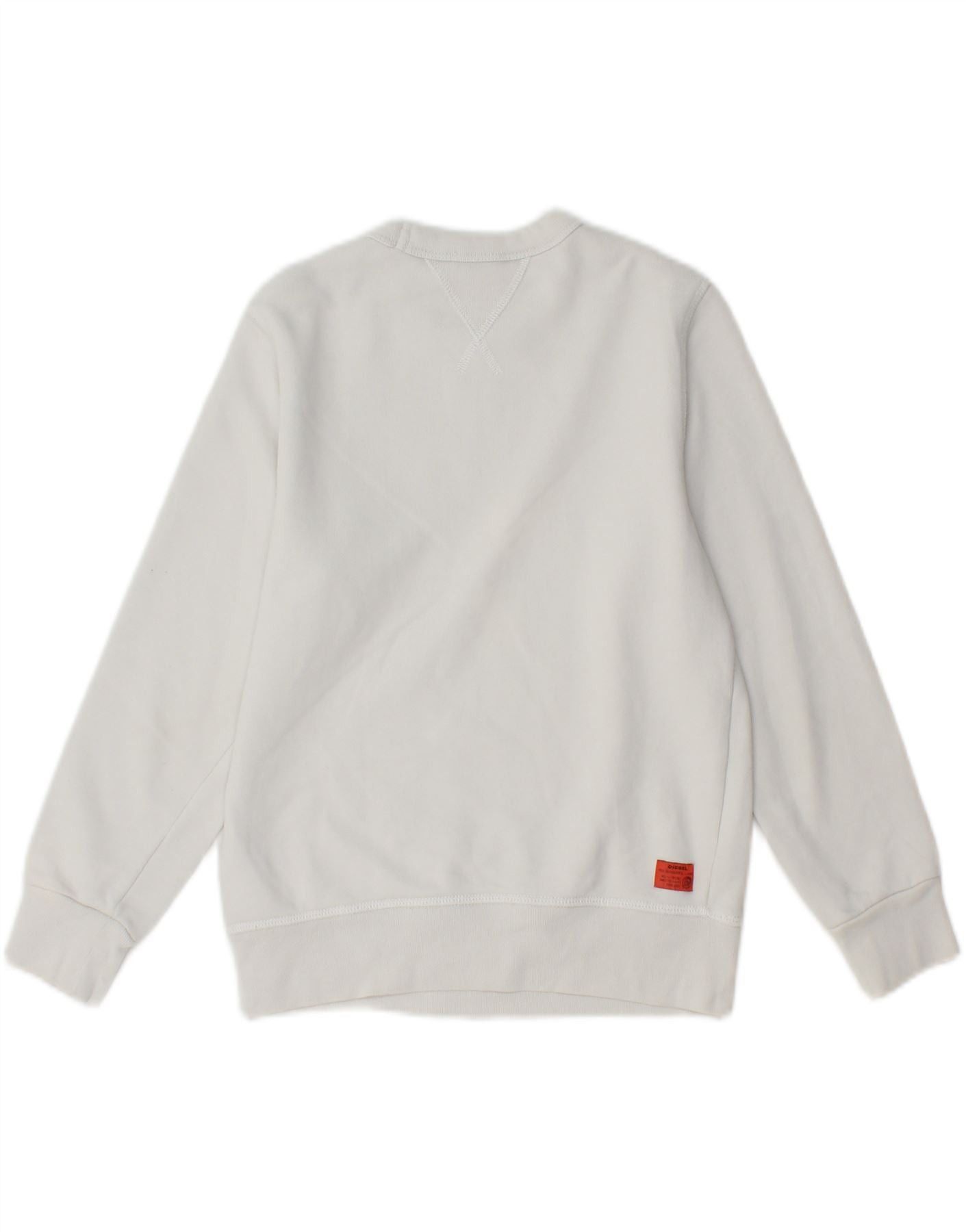 Diesel Boys Graphic Sweatshirt Jumper 9-10 Years White Cotton Size M / US 6-8 / IT 42-44 - 2 Thumbnail