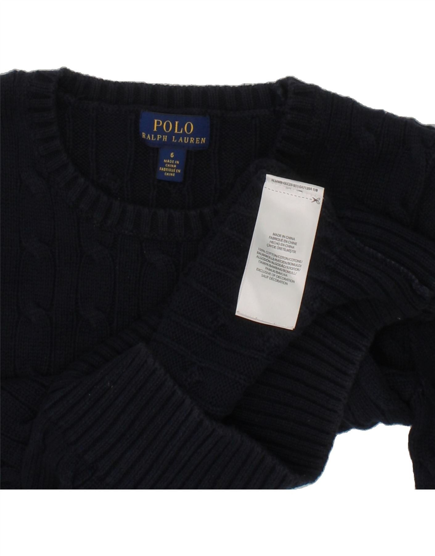 Polo Ralph Lauren Girls Boat Neck Jumper Sweater 5-6 Years Navy Blue Size XS / US 0-2 / IT 36-38 - 3 Thumbnail