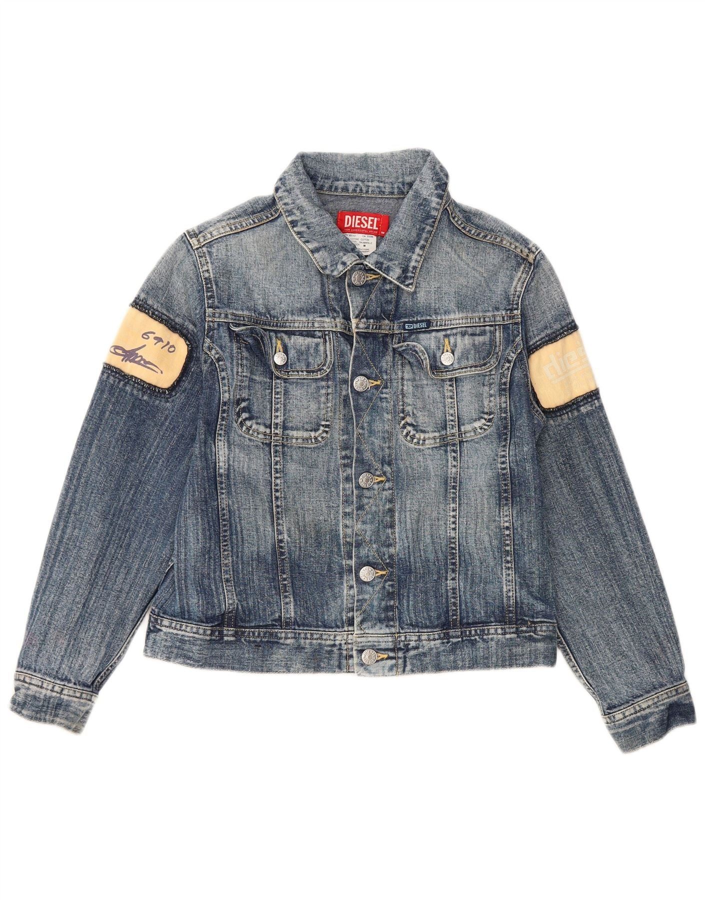 Diesel Boys Graphic Denim Jacket 10-11 Years Medium Blue Colourbloc Size XXS / US 00 / IT 34 - 2 Thumbnail