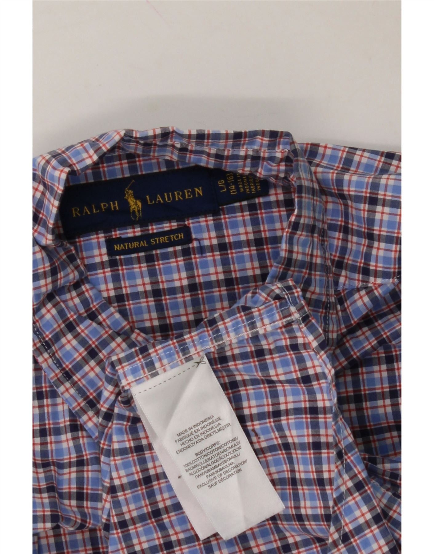 Ralph Lauren Boys Shirt 14-15 Years Large Blue Check Cotton Size L / US 10 / IT 46 - 3 Thumbnail