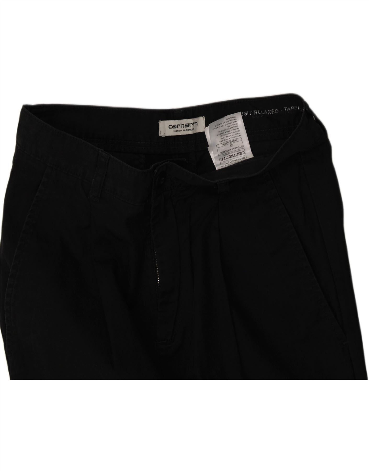 Carhartt Womens High Waist Tapered Chino Trousers W26 L26 Black Cotto Size 26" / US 2 / IT 38 - 3 Thumbnail