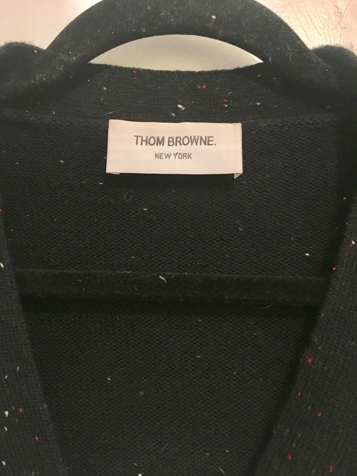 Thom Browne Pre 2008 3 Stripe Black Speckled Wool Cardigan Size US L / EU 52-54 / 3 - 4 Thumbnail