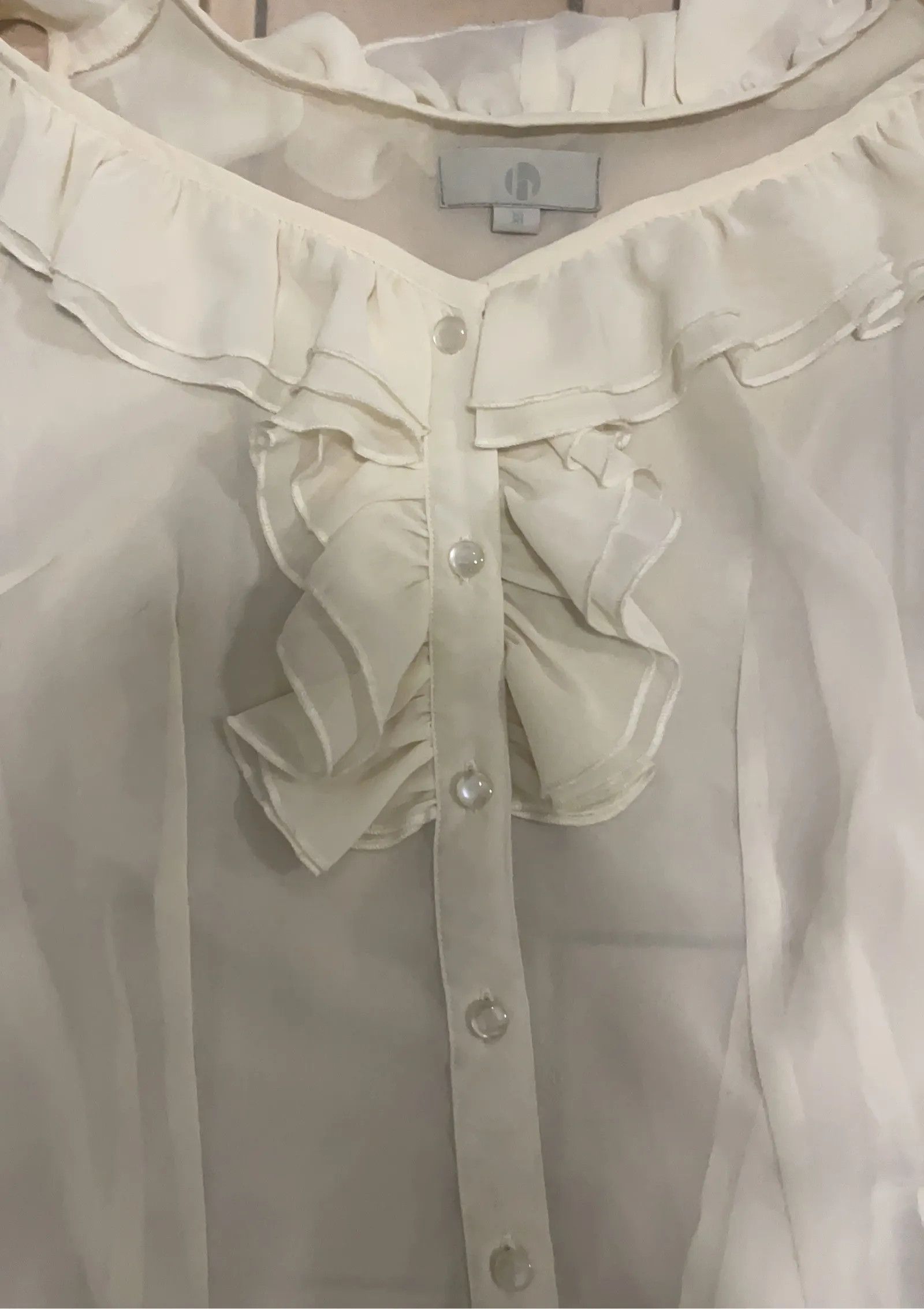 H By Hudson H by Hudson Vit volangblus Blouse Size S / US 4 / IT 40 - 3 Thumbnail