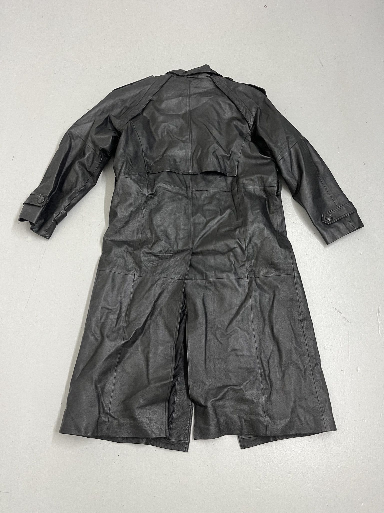 Wilsons Leather Vintage 90s Leather Trench Coat Charles Klein Padded Leather Dusteer Size L Size US L / EU 52-54 / 3 - 3 Thumbnail