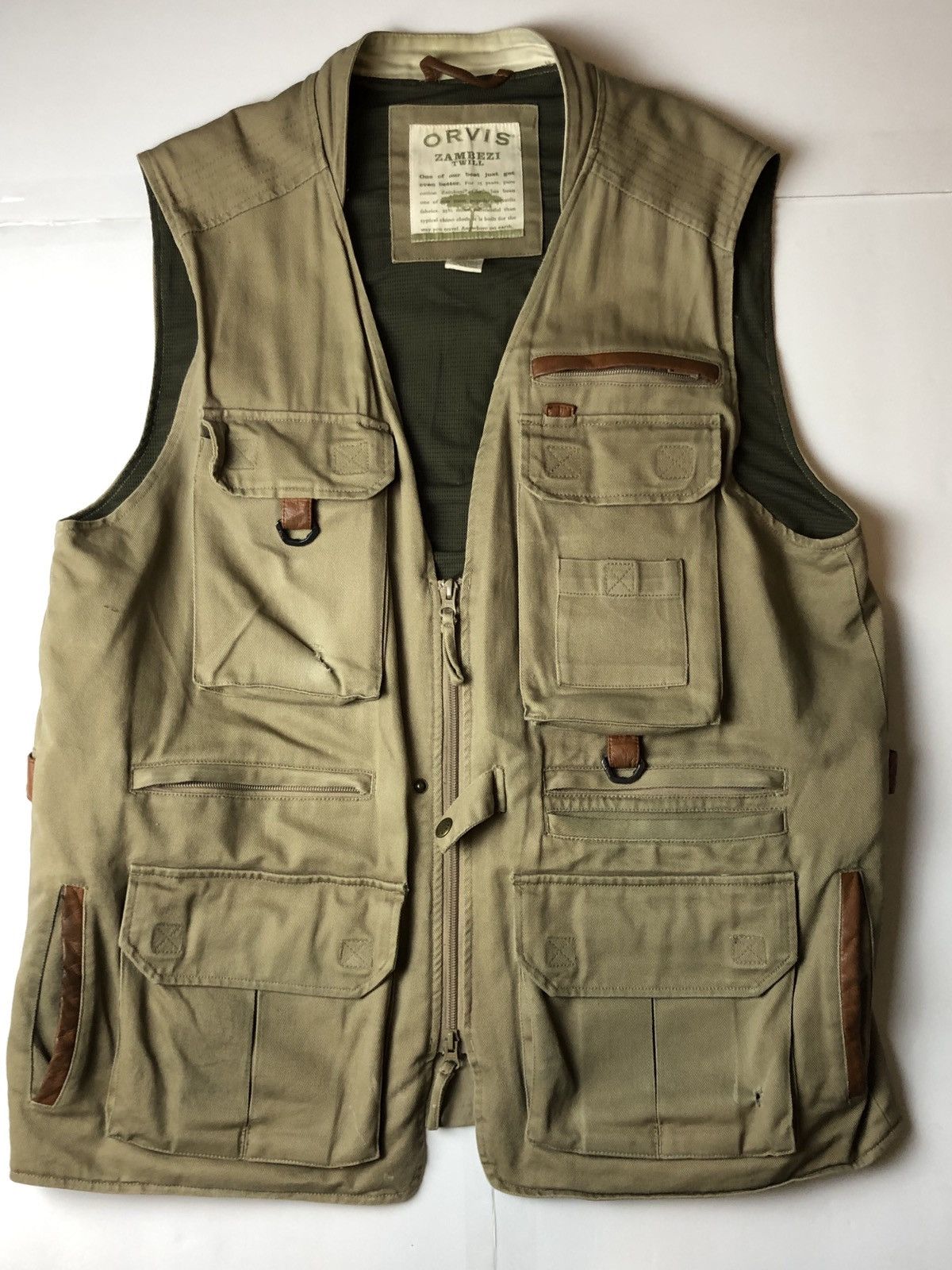 Gilet vintage années 60 Orvis pêche à la mouche poches fermeture éclair