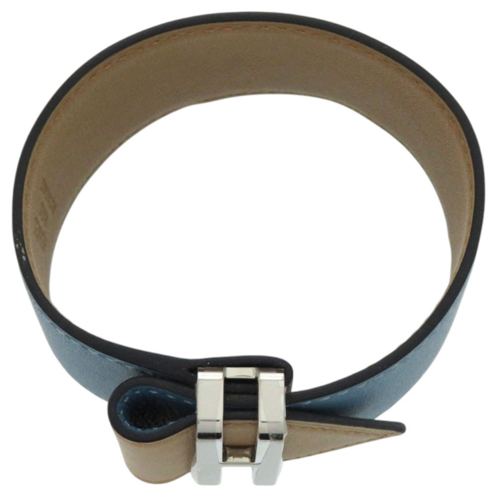 Hermes Hermes Hermès Elan Swift Leather Bleu Jean Bangle in Blue with B Stamp 0100 Size ONE SIZE - 4 Thumbnail