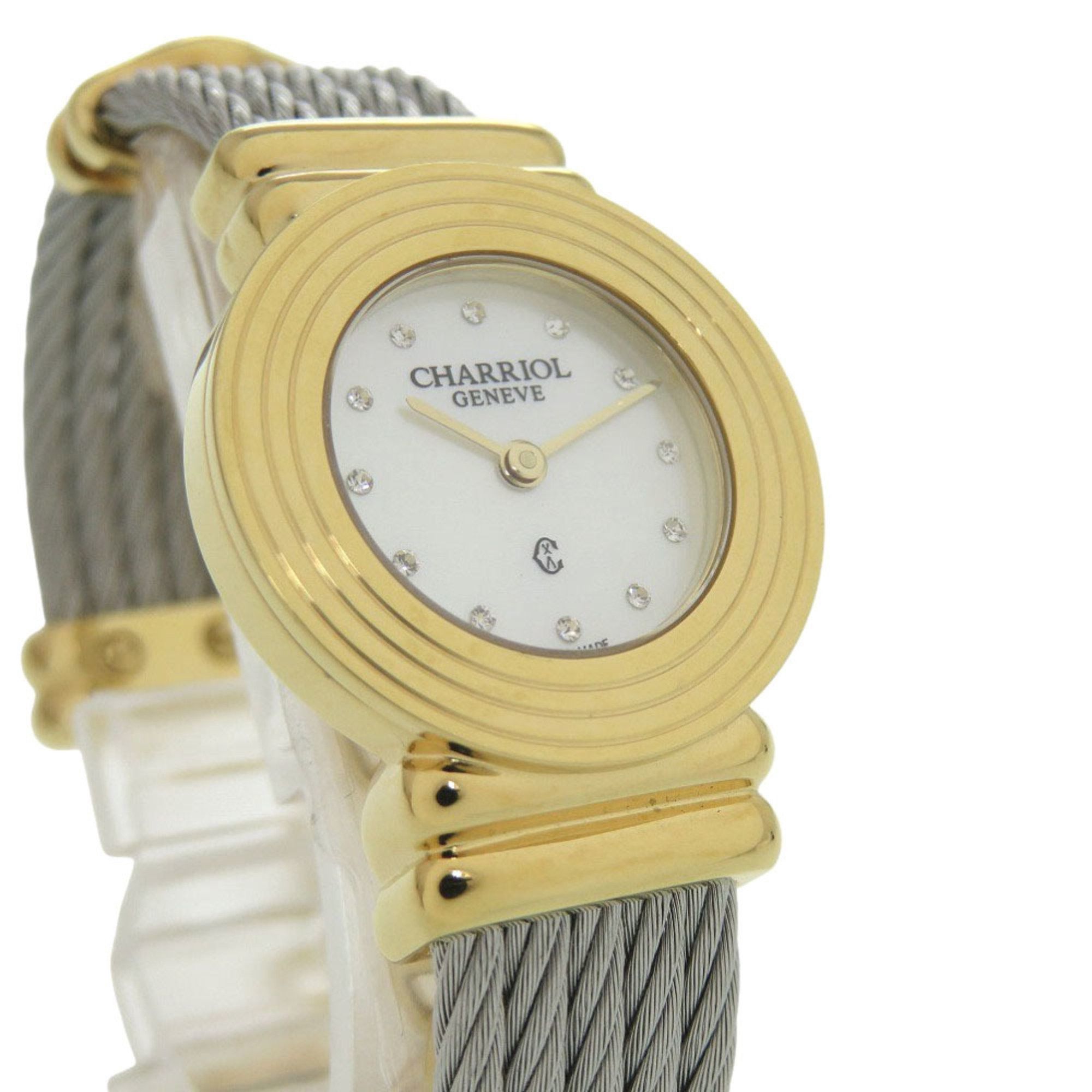 Other Unused Charriol Saint-Tropez 12-Piece Diamond Stainless Steel Watch with White Shell and Gold Dial, Quartz Movement, 0598 CHARRIOL Size ONE SIZE - 3 Thumbnail