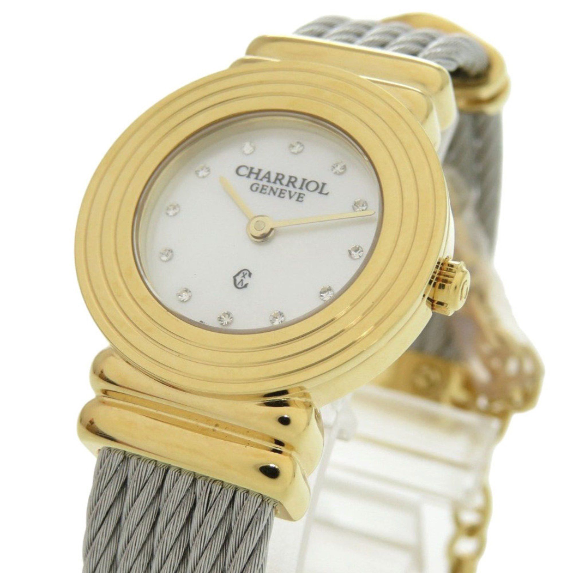 Other Unused Charriol Saint-Tropez 12-Piece Diamond Stainless Steel Watch with White Shell and Gold Dial, Quartz Movement, 0598 CHARRIOL Size ONE SIZE - 2 Thumbnail