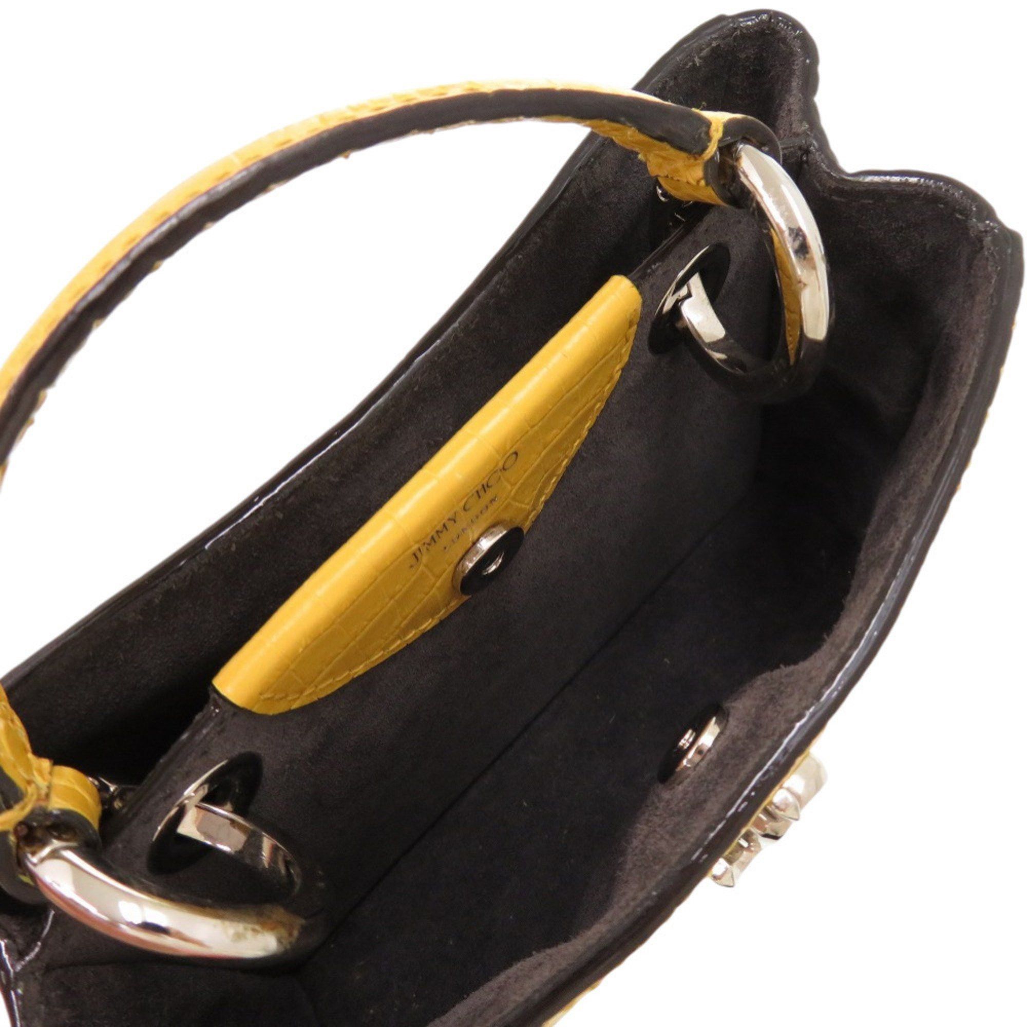Jimmy Choo Jimmy Choo 2-Way Varenne Crocodile-Embossed Patent Leather Yellow Handbag 0542 JIMMY CHOO Size ONE SIZE - 7 Thumbnail