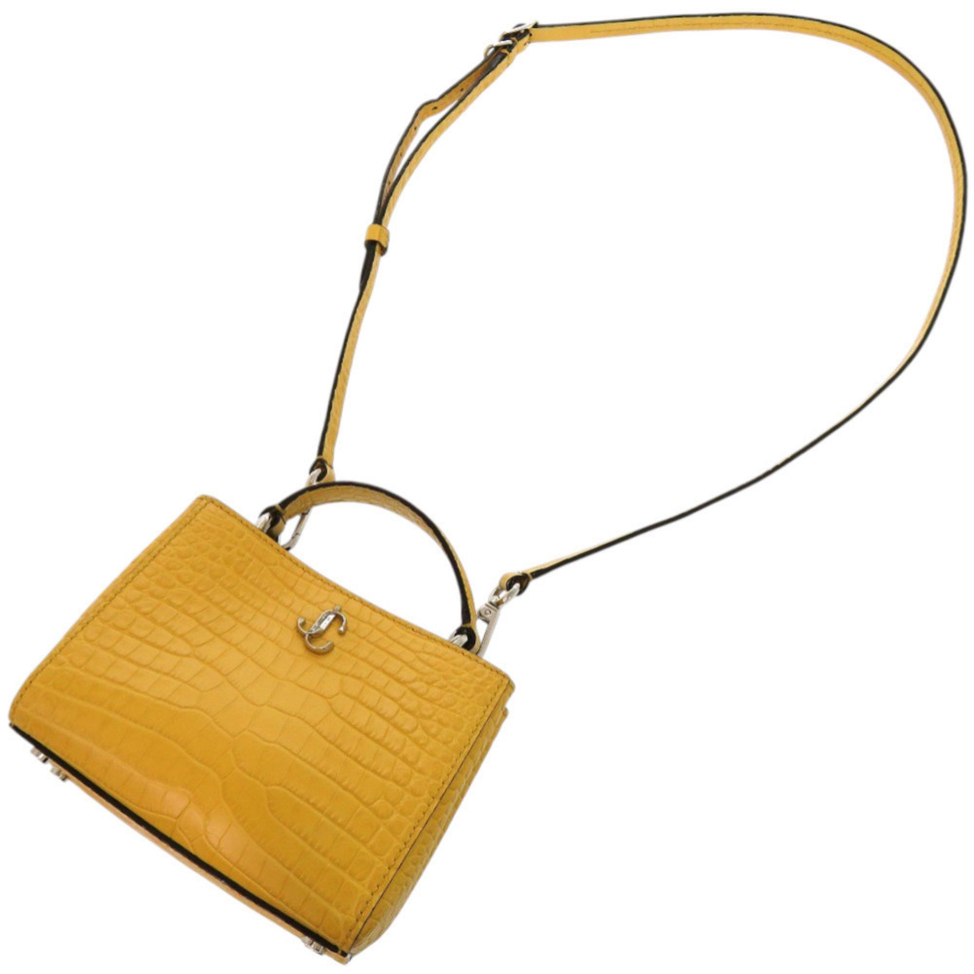Jimmy Choo Jimmy Choo 2-Way Varenne Crocodile-Embossed Patent Leather Yellow Handbag 0542 JIMMY CHOO Size ONE SIZE - 6 Thumbnail