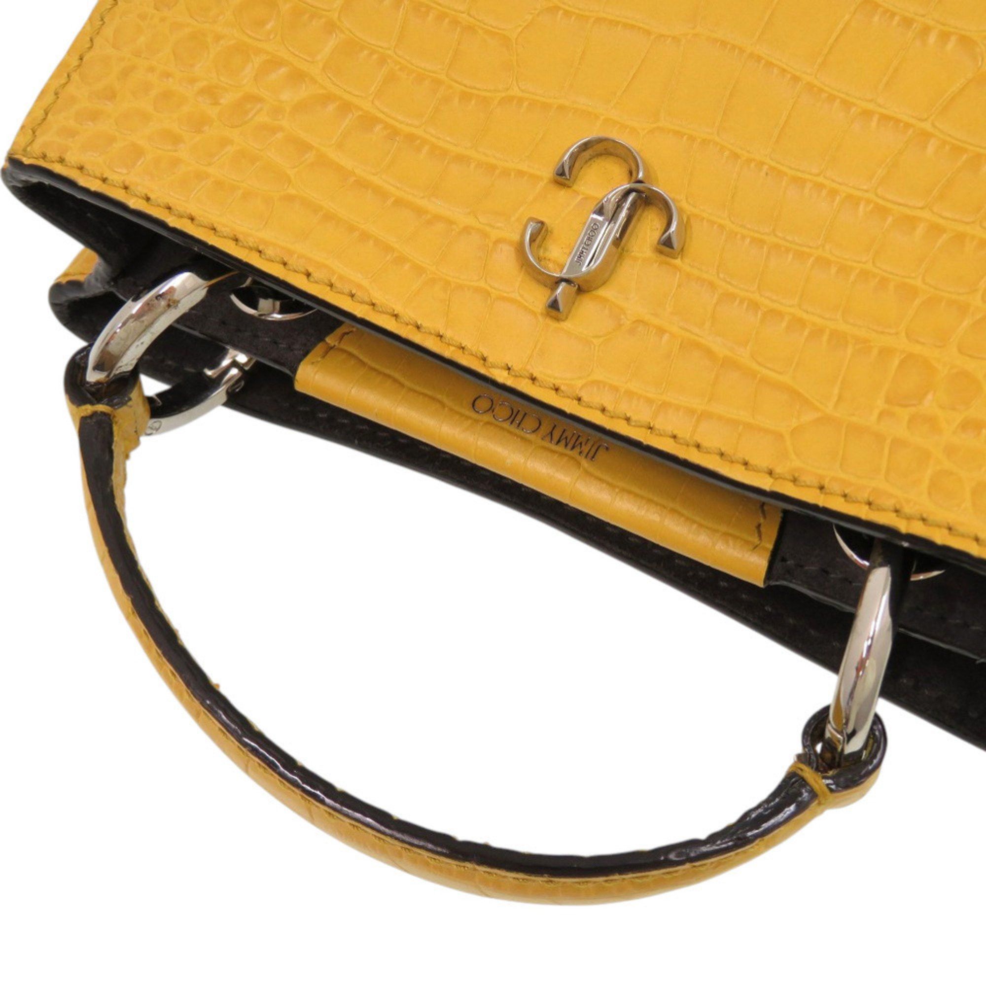 Jimmy Choo Jimmy Choo 2-Way Varenne Crocodile-Embossed Patent Leather Yellow Handbag 0542 JIMMY CHOO Size ONE SIZE - 3 Thumbnail