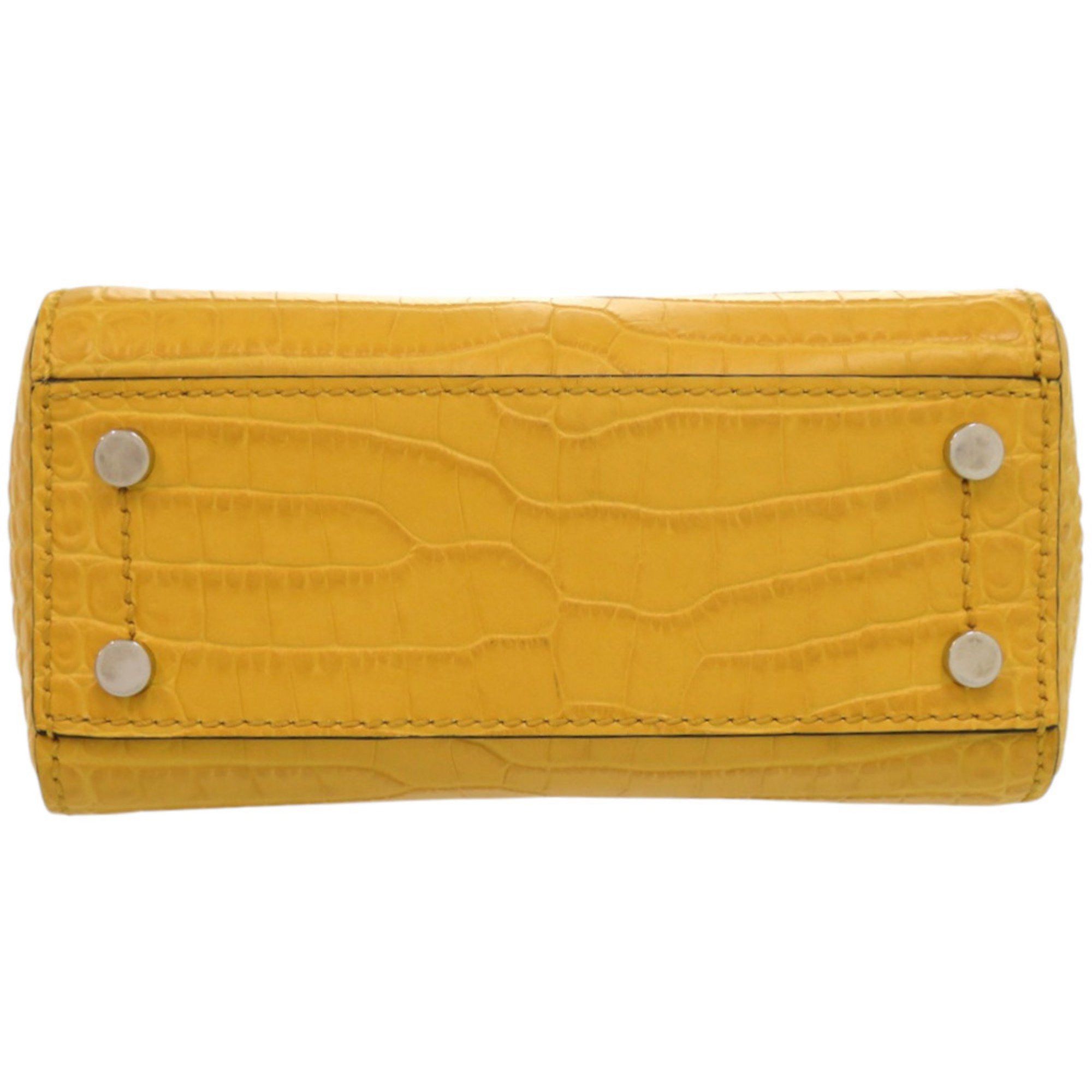 Jimmy Choo Jimmy Choo 2-Way Varenne Crocodile-Embossed Patent Leather Yellow Handbag 0542 JIMMY CHOO Size ONE SIZE - 5 Thumbnail