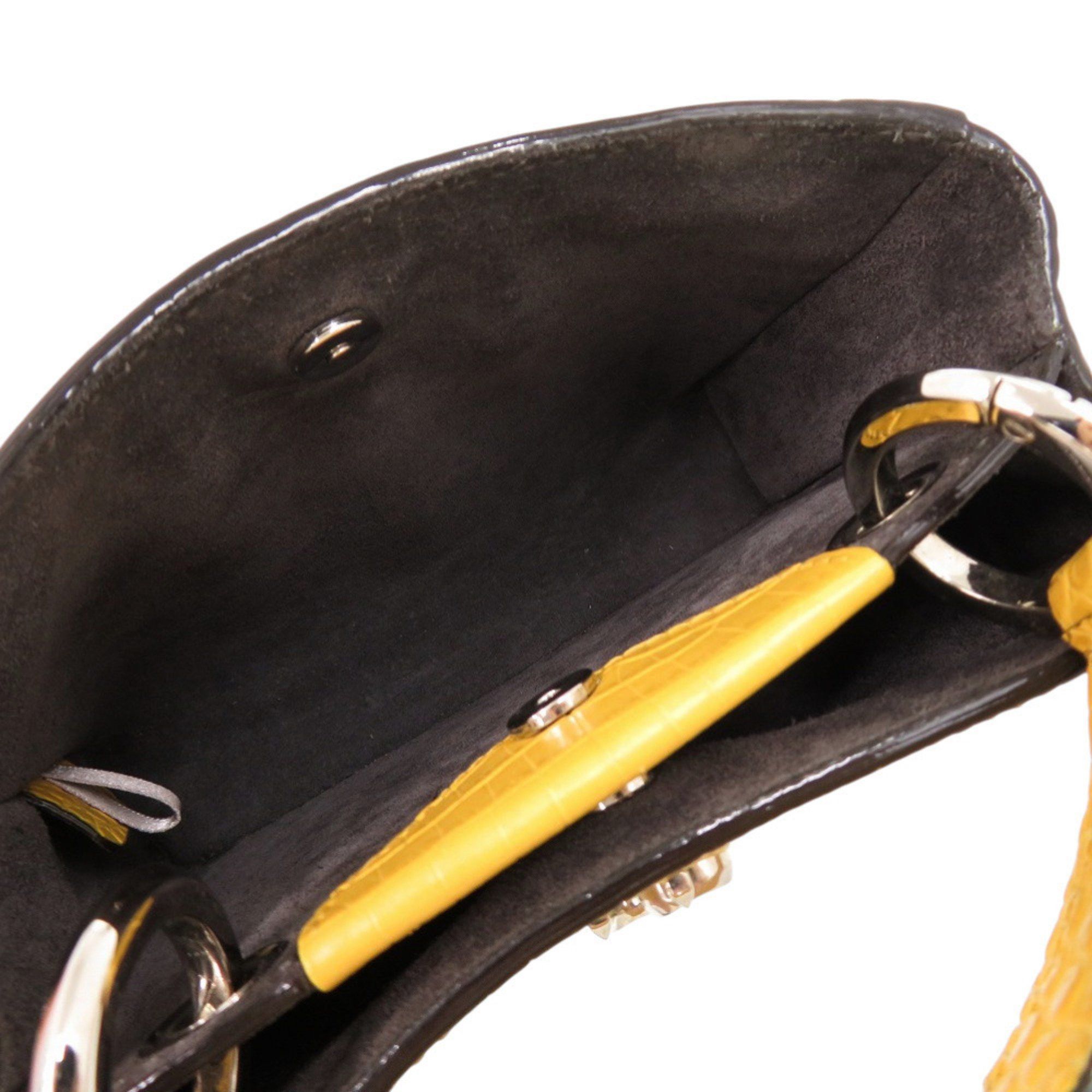Jimmy Choo Jimmy Choo 2-Way Varenne Crocodile-Embossed Patent Leather Yellow Handbag 0542 JIMMY CHOO Size ONE SIZE - 8 Thumbnail
