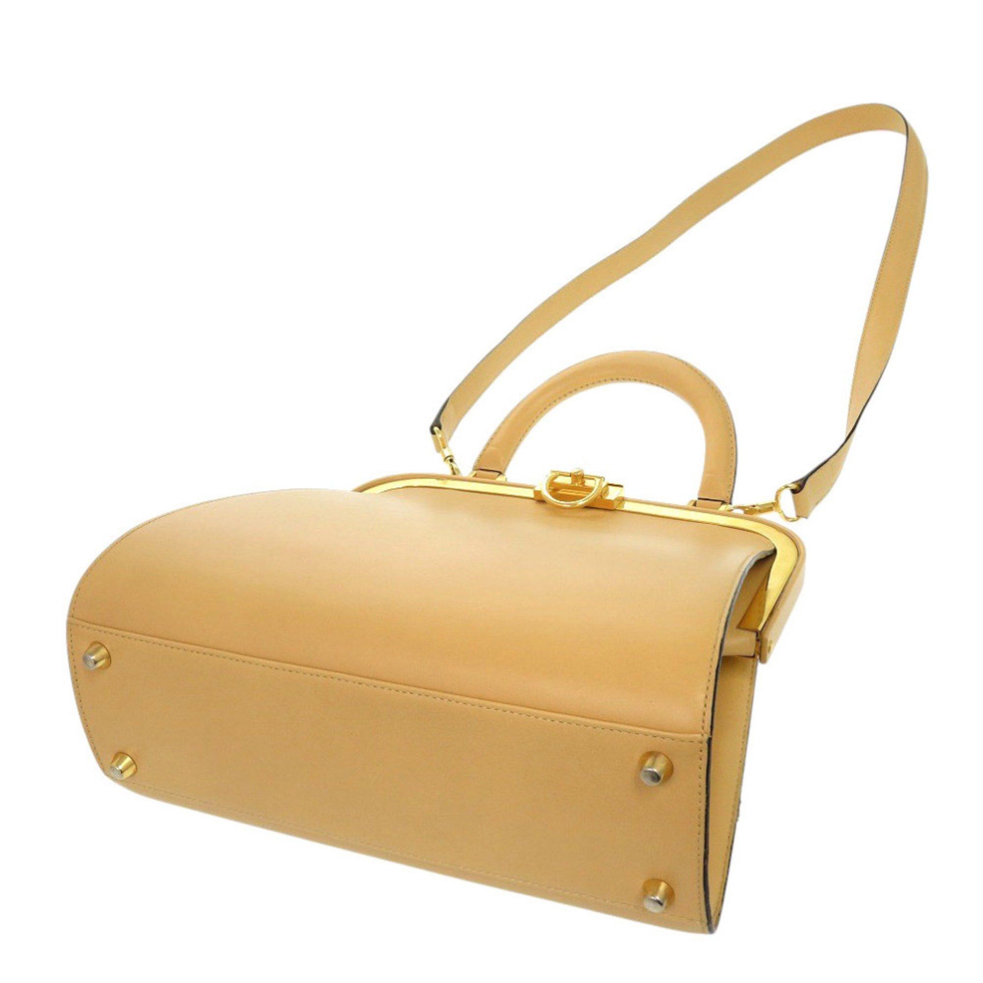 Dior Christian Dior Vintage Leather Beige Shoulder Bag with Gold Hardware and Clasp Closure, 0697 Size ONE SIZE - 7 Thumbnail