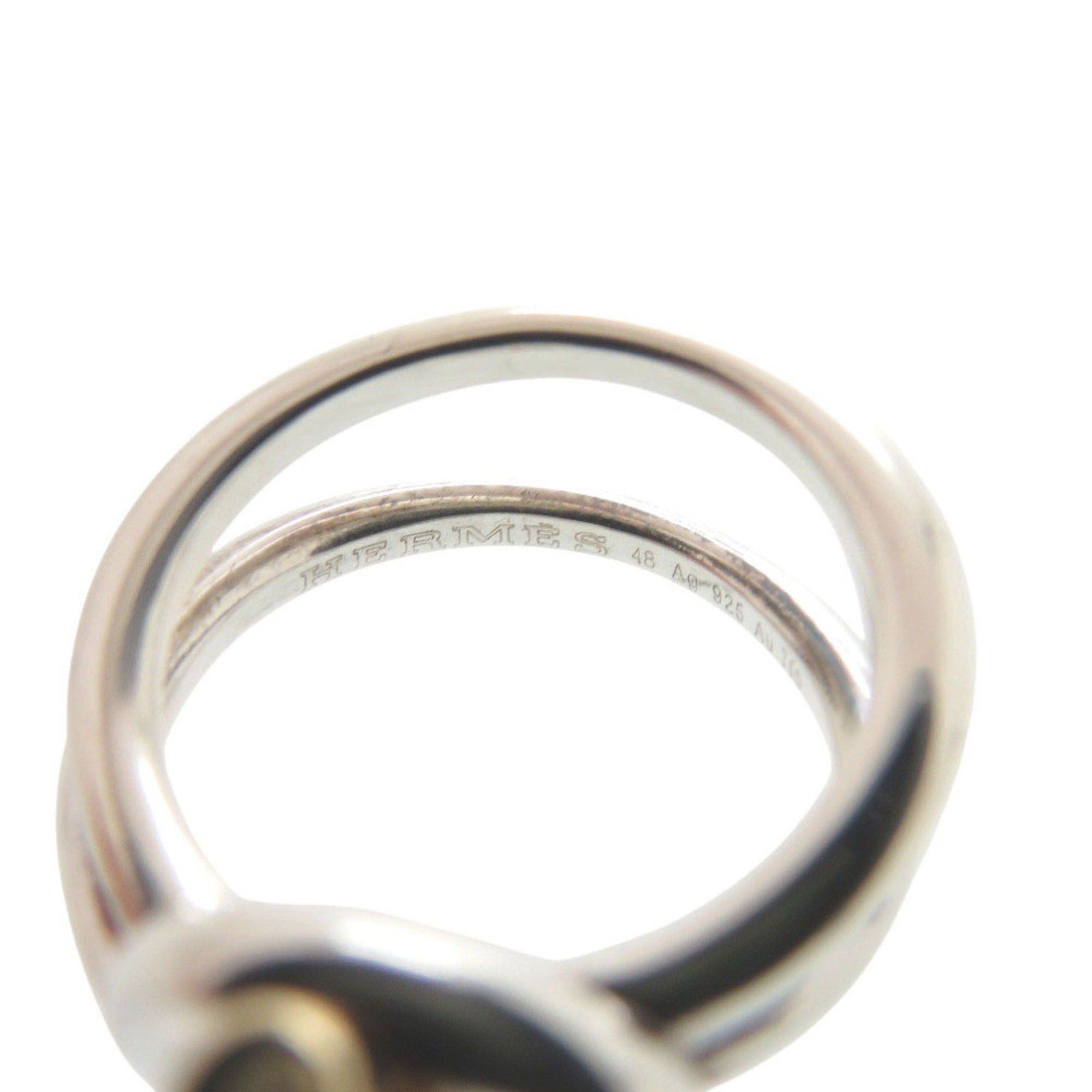 Hermes Hermès Croisette Ring, Echepe, Double-Row, Size 48 (Approx. 8), Silver 925 and 18K Gold 750, 0836, HERMES Size ONE SIZE - 5 Thumbnail