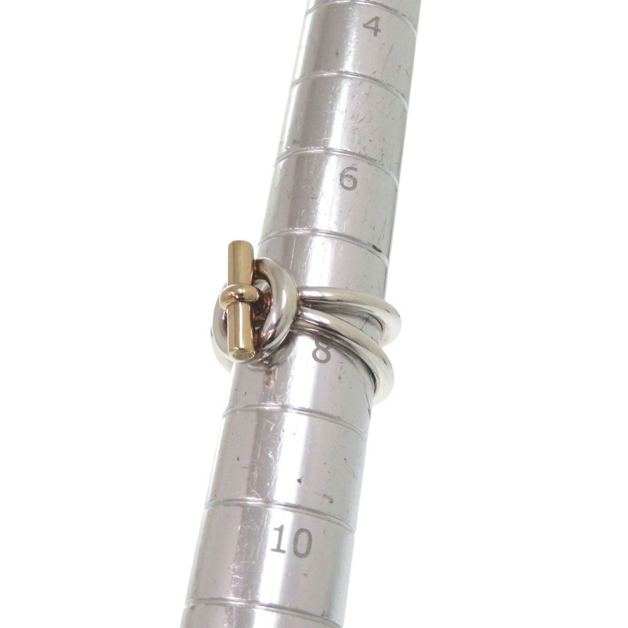 Hermes Hermès Croisette Ring, Echepe, Double-Row, Size 48 (Approx. 8), Silver 925 and 18K Gold 750, 0836, HERMES Size ONE SIZE - 6 Thumbnail