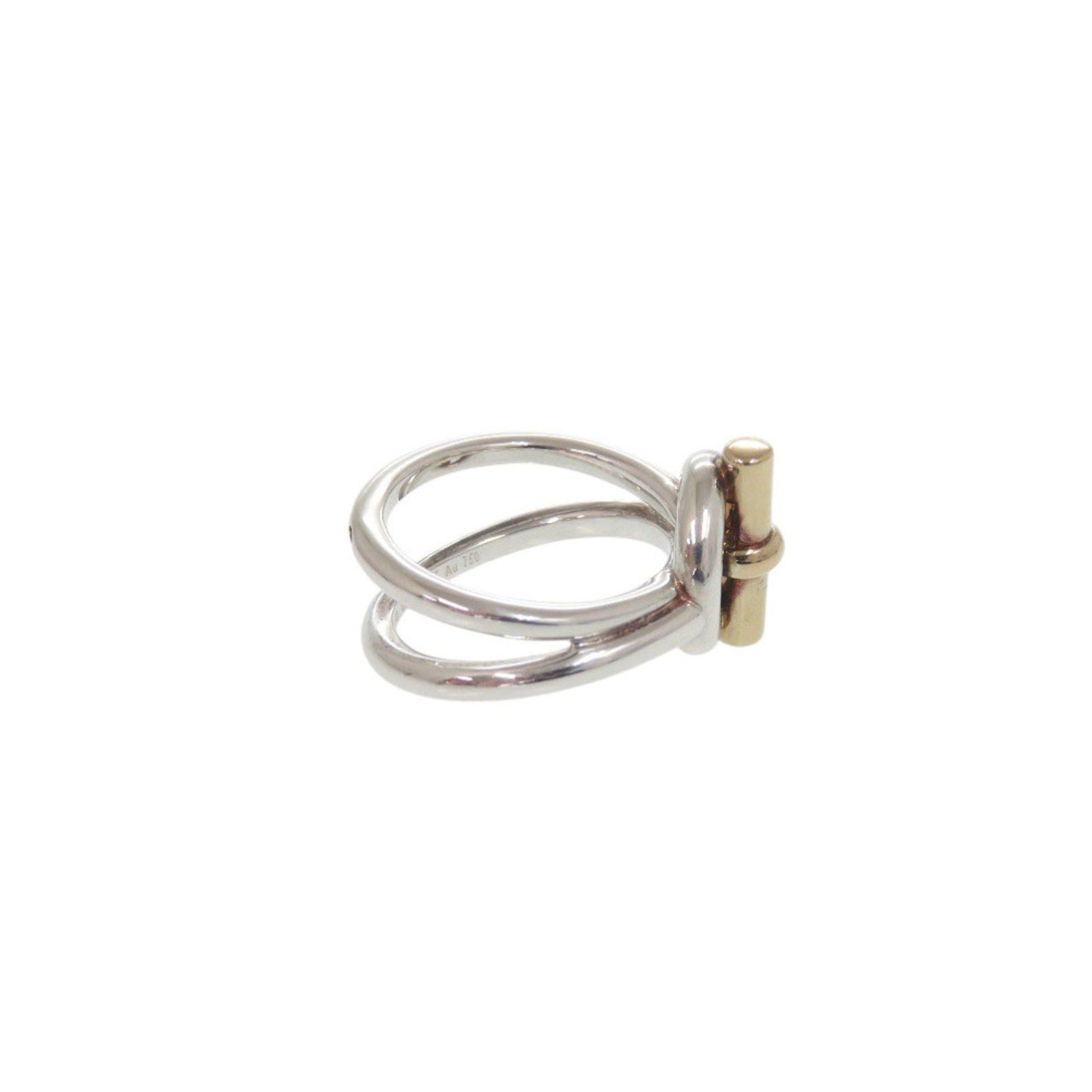 Hermes Hermès Croisette Ring, Echepe, Double-Row, Size 48 (Approx. 8), Silver 925 and 18K Gold 750, 0836, HERMES Size ONE SIZE - 2 Thumbnail