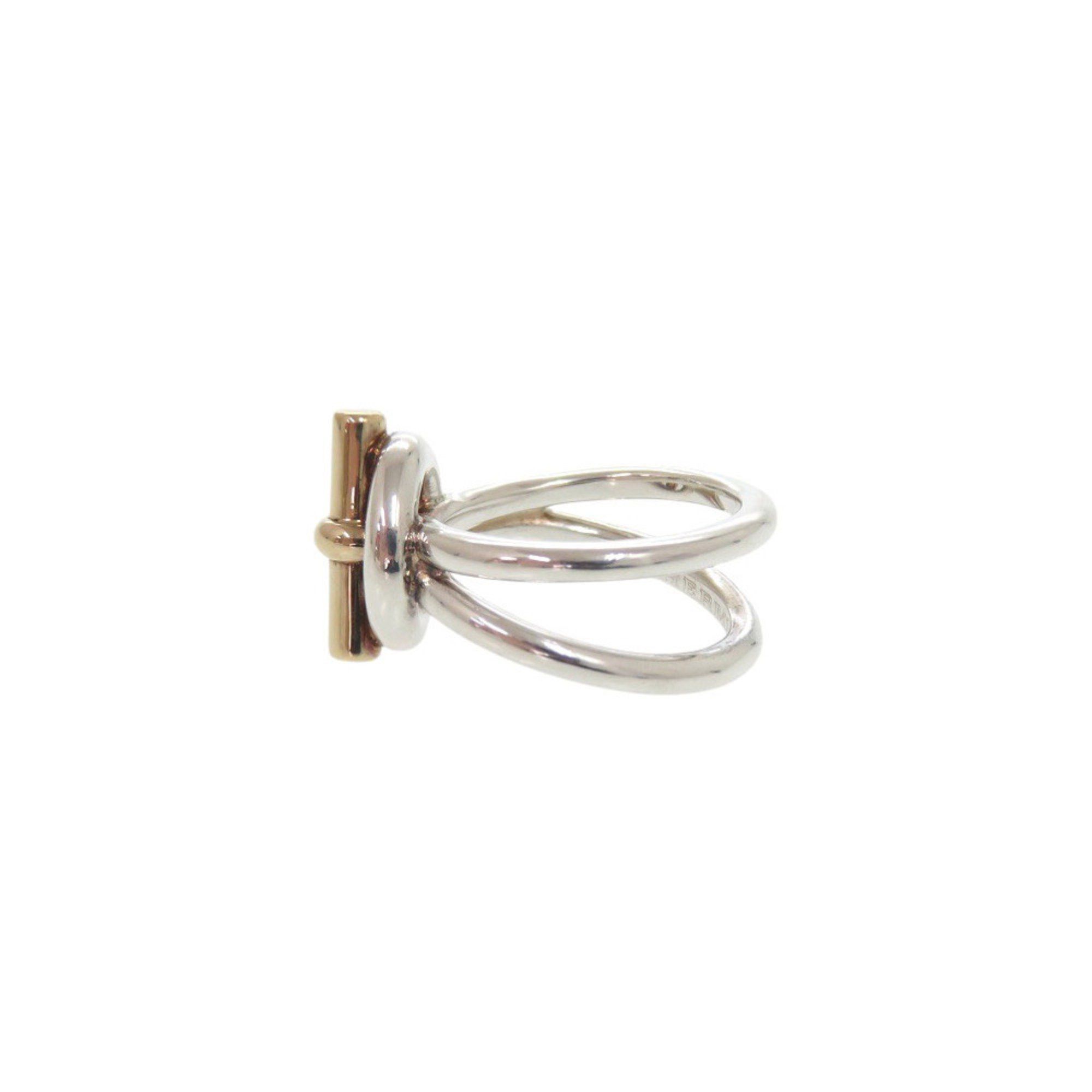 Hermes Hermès Croisette Ring, Echepe, Double-Row, Size 48 (Approx. 8), Silver 925 and 18K Gold 750, 0836, HERMES Size ONE SIZE - 4 Thumbnail