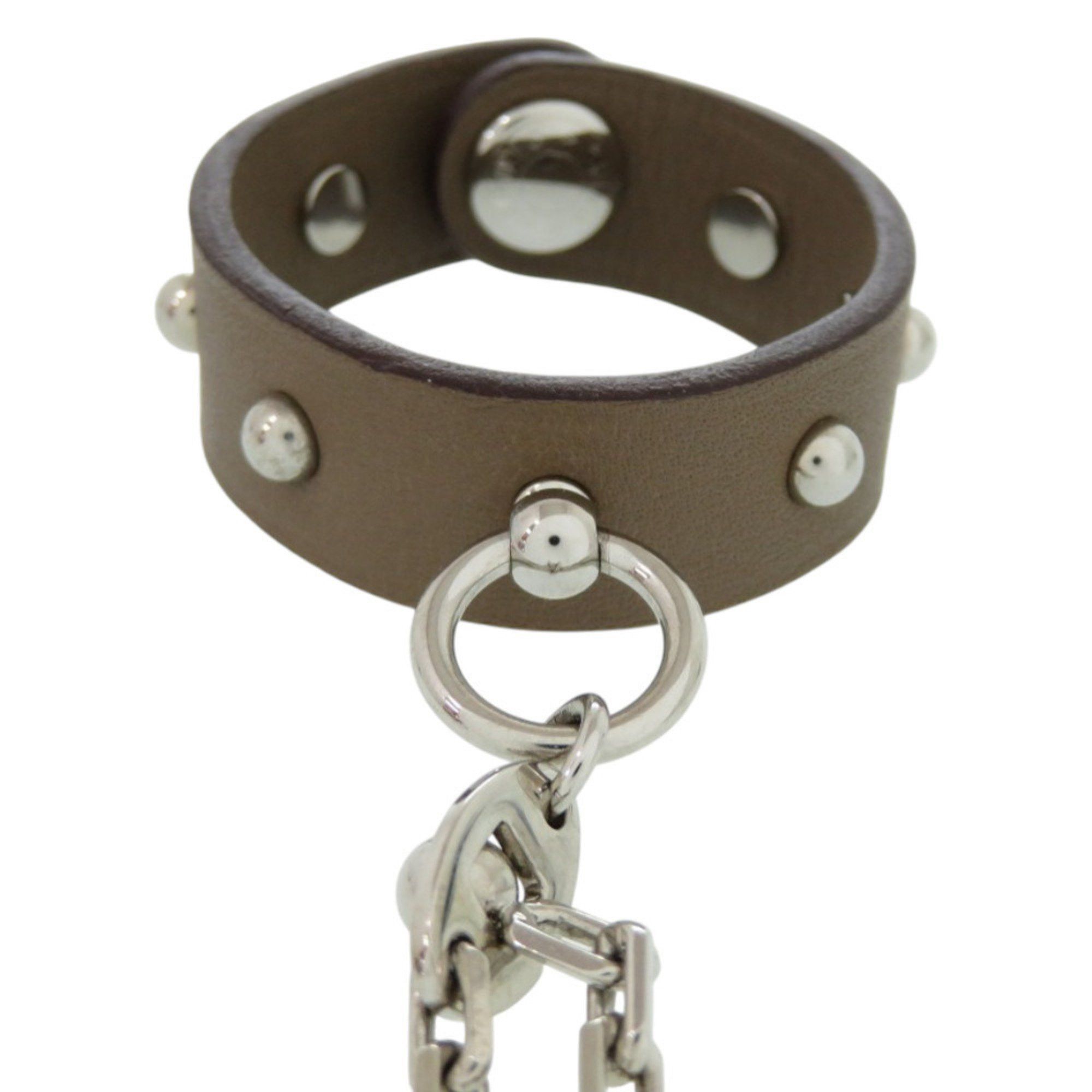 Hermes Hermès Glove Holder Etoupe Swift Leather with Silver Hardware and Brown Keychain 0202 HERMES Size ONE SIZE - 3 Thumbnail