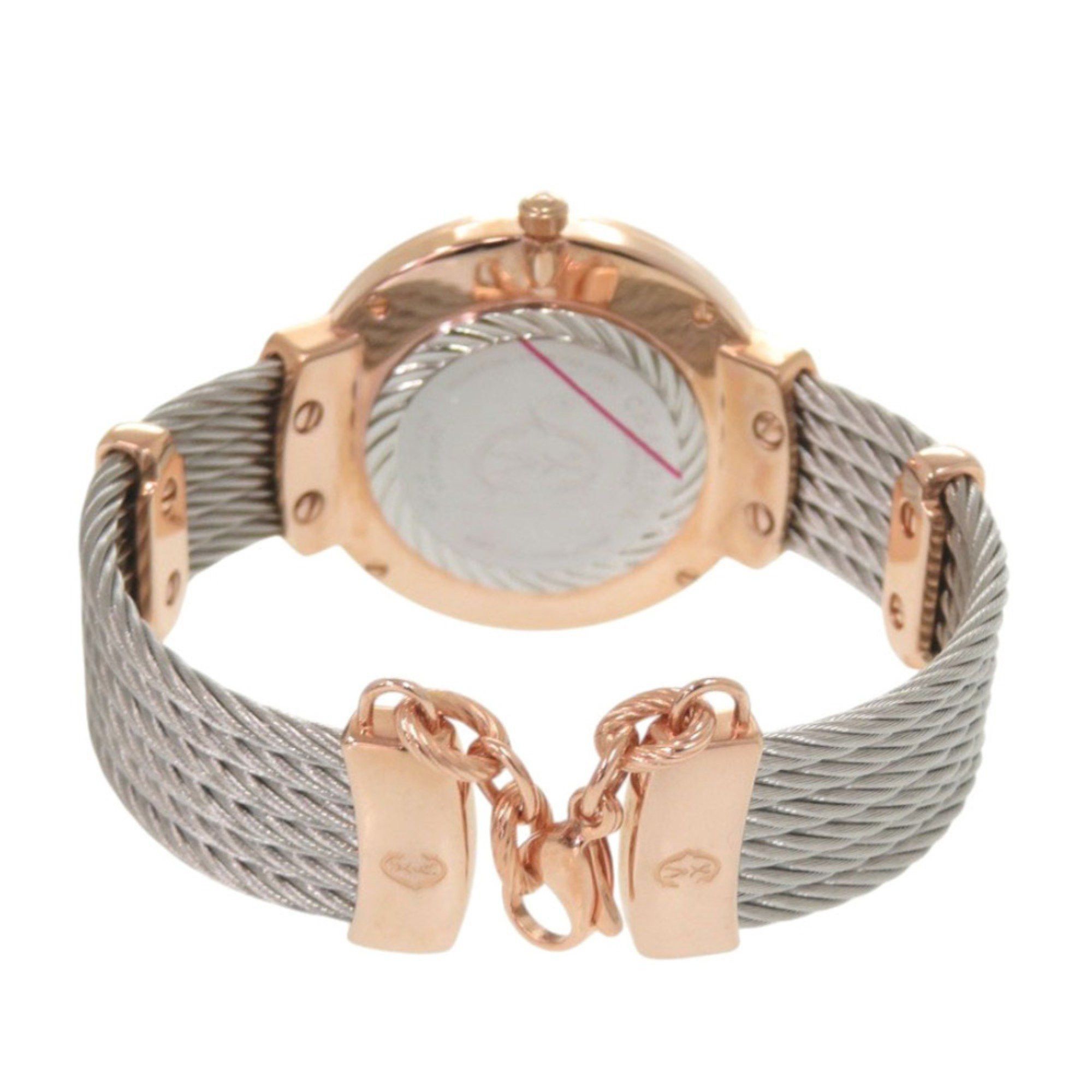 Other Unused Charriol Saint-Tropez Stainless Steel White Shell with Dial and Pink Gold Quartz Wristwatch 0595 CHARRIOL Size ONE SIZE - 4 Thumbnail