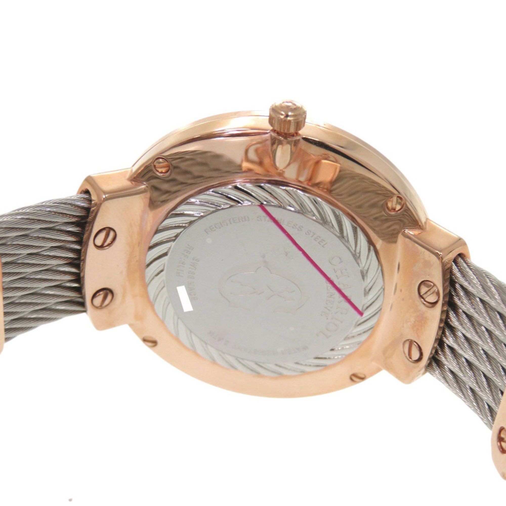 Other Unused Charriol Saint-Tropez Stainless Steel White Shell with Dial and Pink Gold Quartz Wristwatch 0595 CHARRIOL Size ONE SIZE - 5 Thumbnail