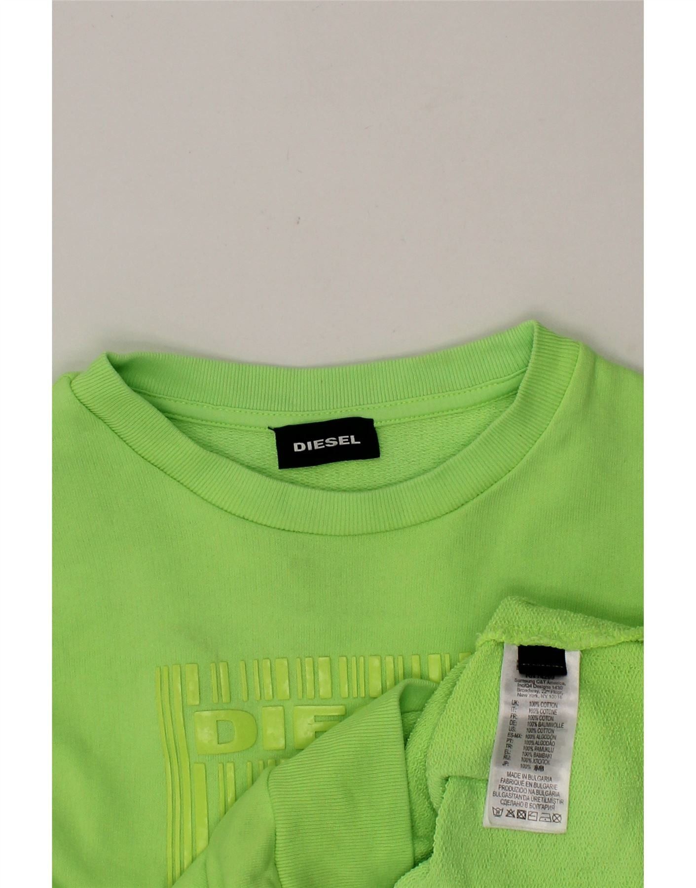 Diesel Girls Graphic Sweatshirt Jumper 7-8 Years Green Cotton Size M / US 6-8 / IT 42-44 - 5 Thumbnail