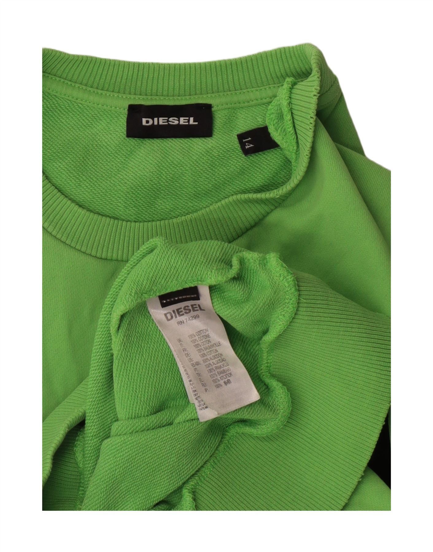 Diesel Boys Graphic Sweatshirt Jumper 13-14 Years Green Cotton Size L / US 10 / IT 46 - 5 Thumbnail