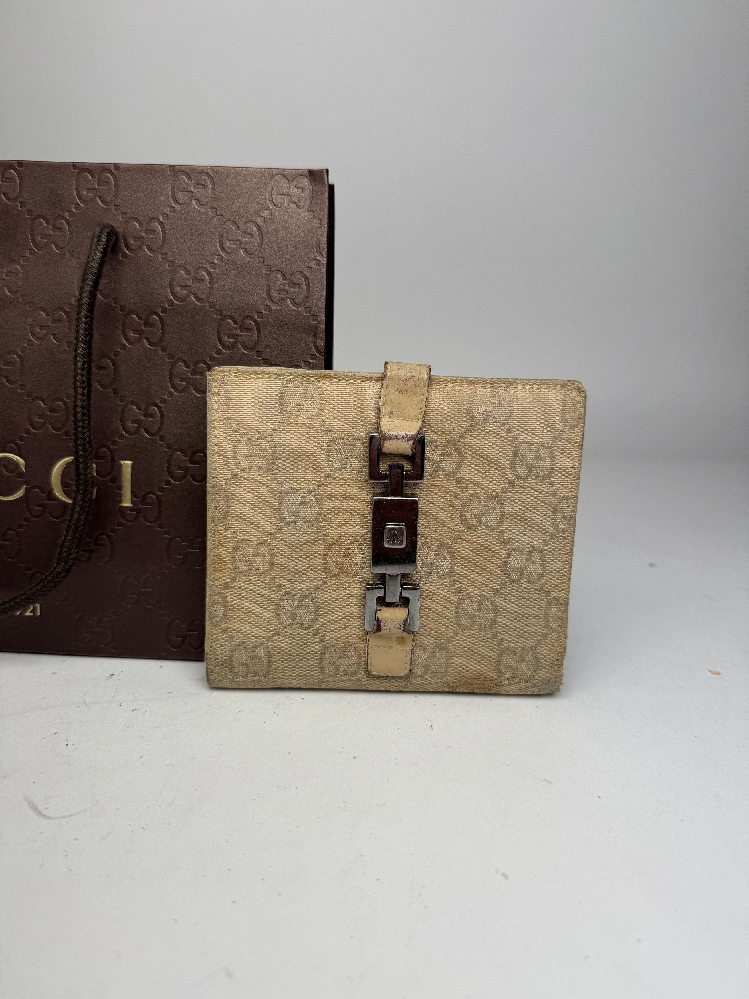 Gucci Vintage Monogram Leatjer Jackie Wallet Beige Size ONE SIZE - 10 Thumbnail