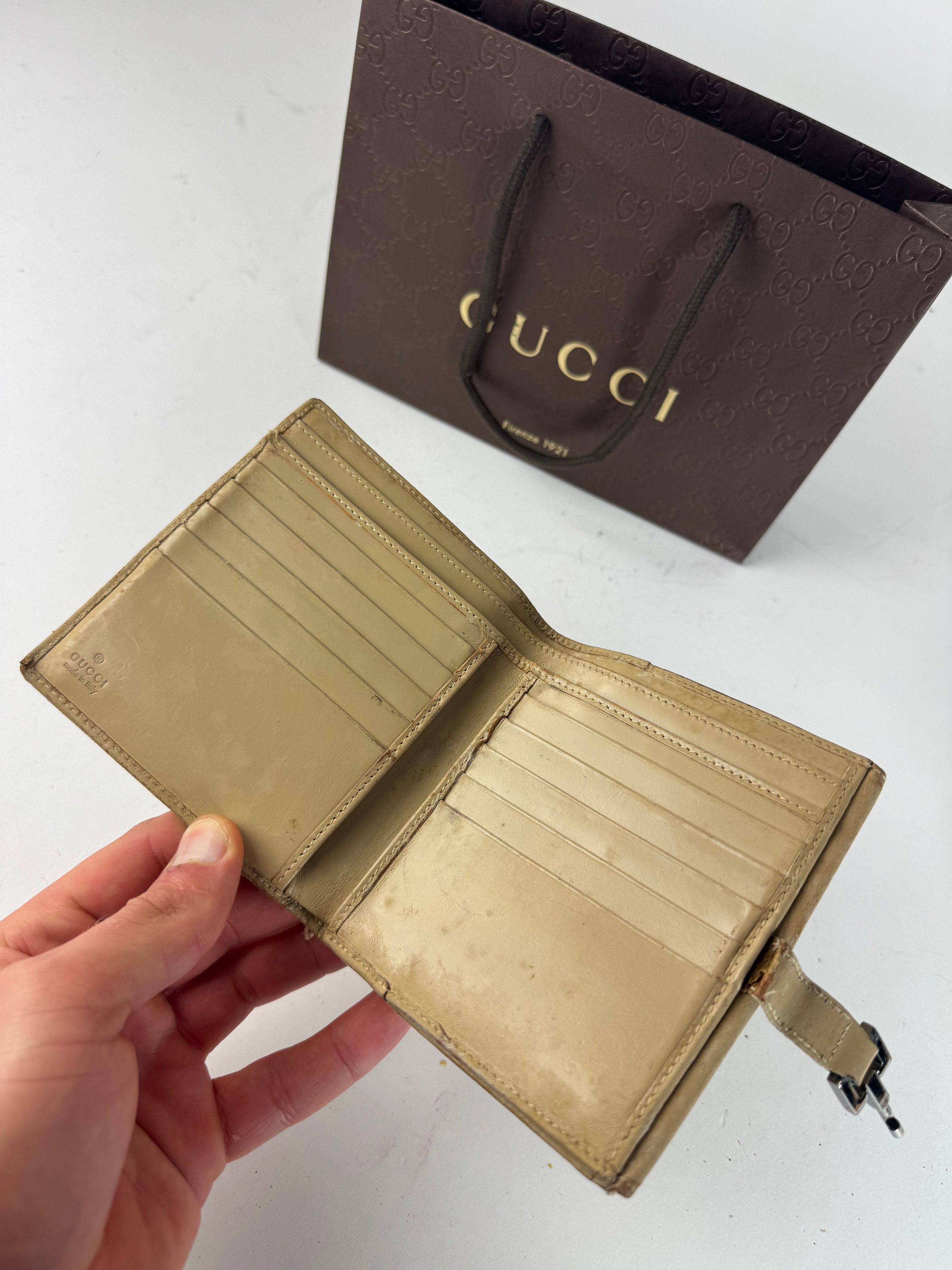 Gucci Vintage Monogram Leatjer Jackie Wallet Beige Size ONE SIZE - 3 Thumbnail