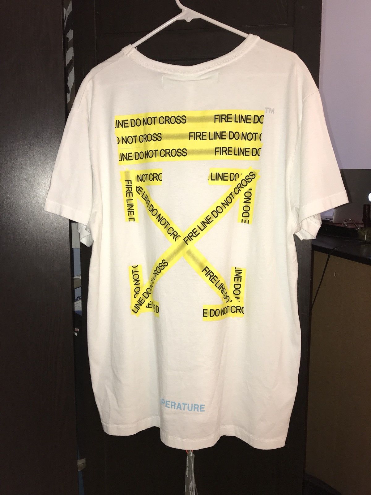 Off-White Off White Fire Tape T-Shirt | Grailed