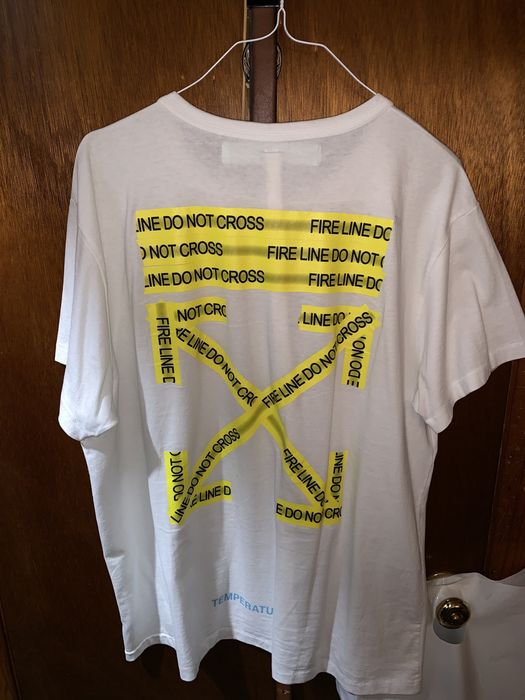Off-White Off White Fire Tape T-Shirt | Grailed