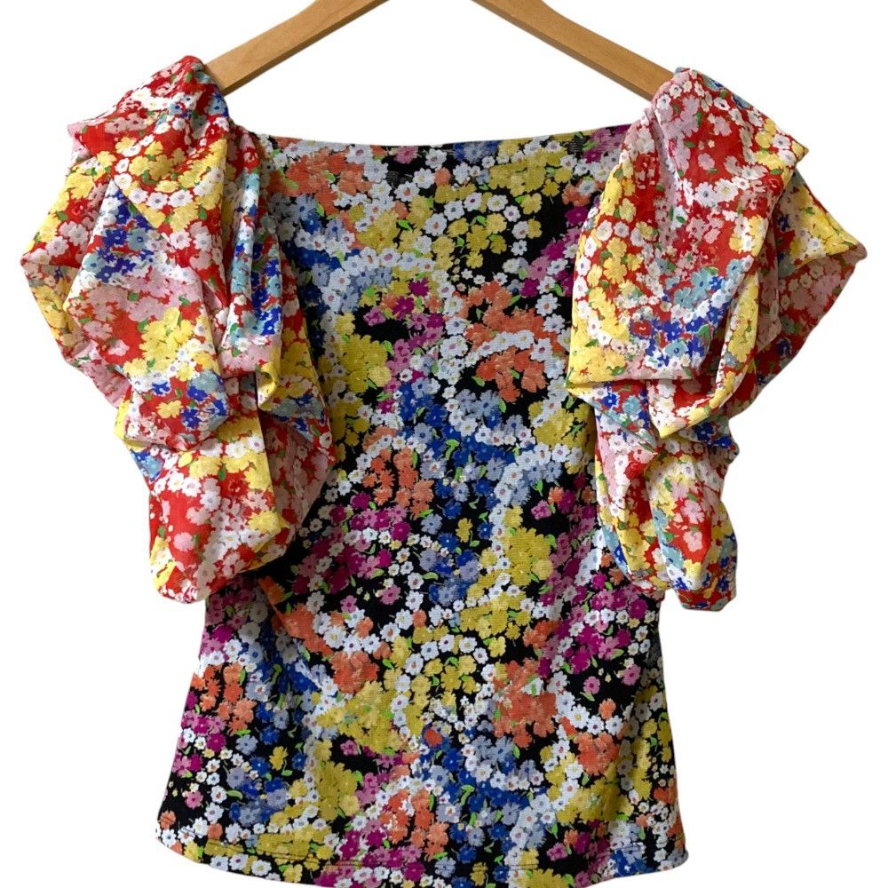 Other Other VIVIENNE TAM Flower Print Power Net Blouse Others Tops DUTY FREE for USA Size ONE SIZE - 2 Thumbnail