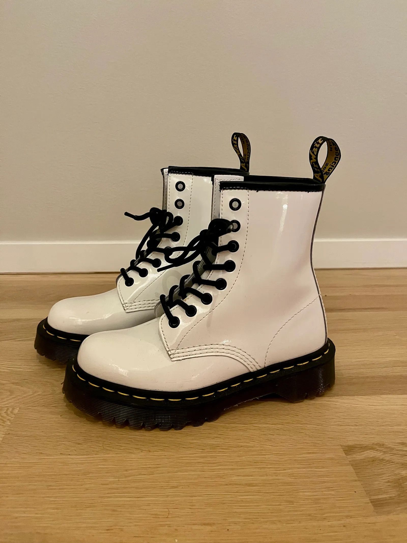 Dr. Martens Dr. Martens 1460 Bex White Patent Lamper Boots Size US 6 / IT 36 - 7 Thumbnail