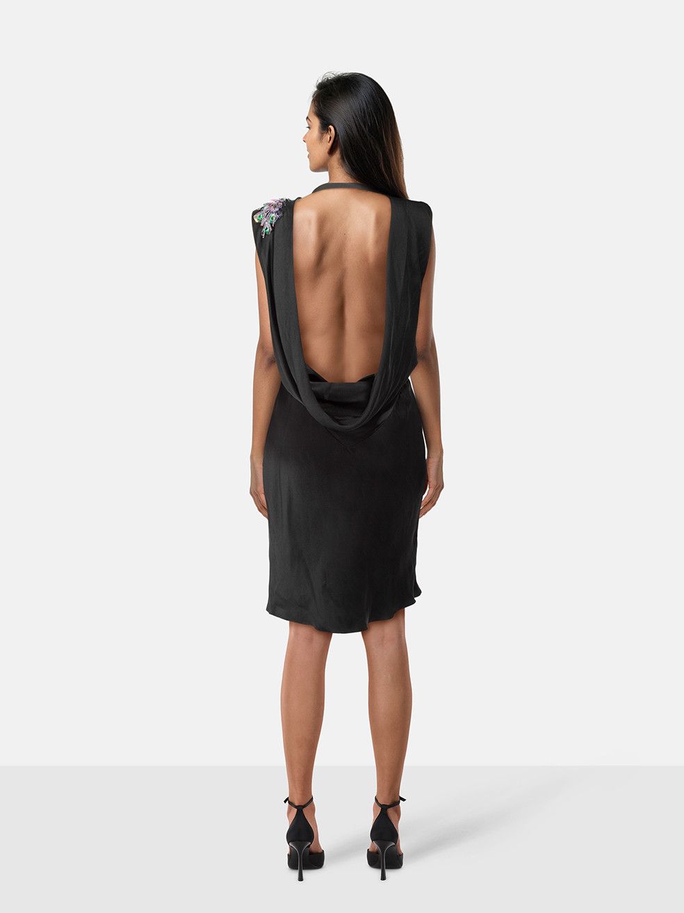 Matthew Williamson Black Embellished Silk Knee Length Dress Size M / US 6-8 / IT 42-44 - 2 Thumbnail