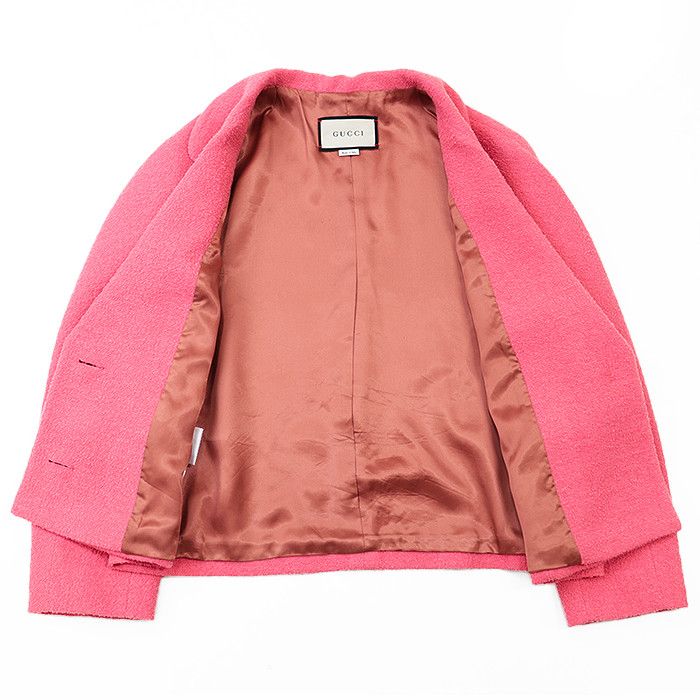 Gucci Gucci Gucci Interlocking Button Wool Bouclé Jacket Leather Outerwear DUTY FREE for USA Size ONE SIZE - 7 Thumbnail