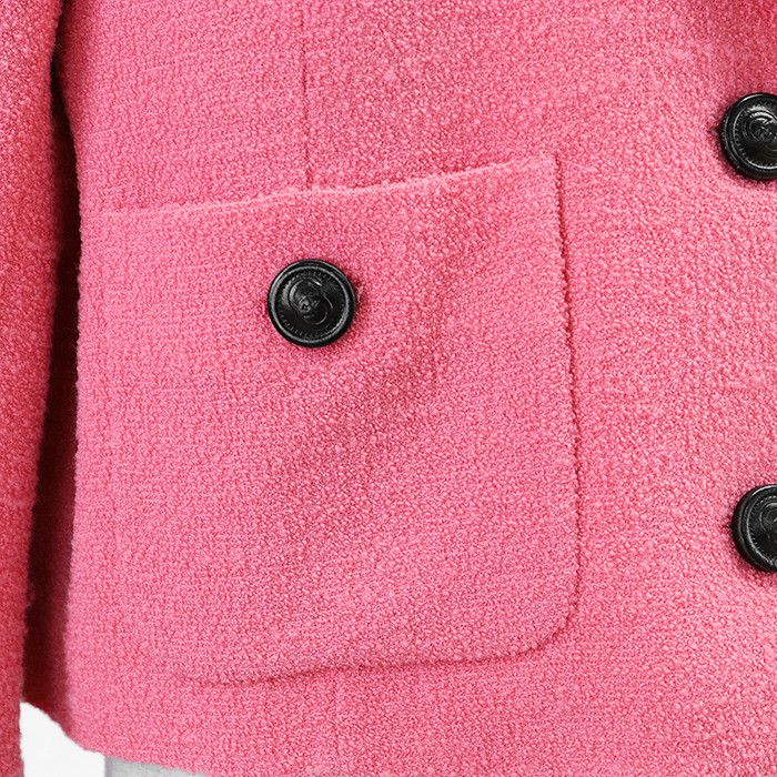 Gucci Gucci Gucci Interlocking Button Wool Bouclé Jacket Leather Outerwear DUTY FREE for USA Size ONE SIZE - 5 Thumbnail