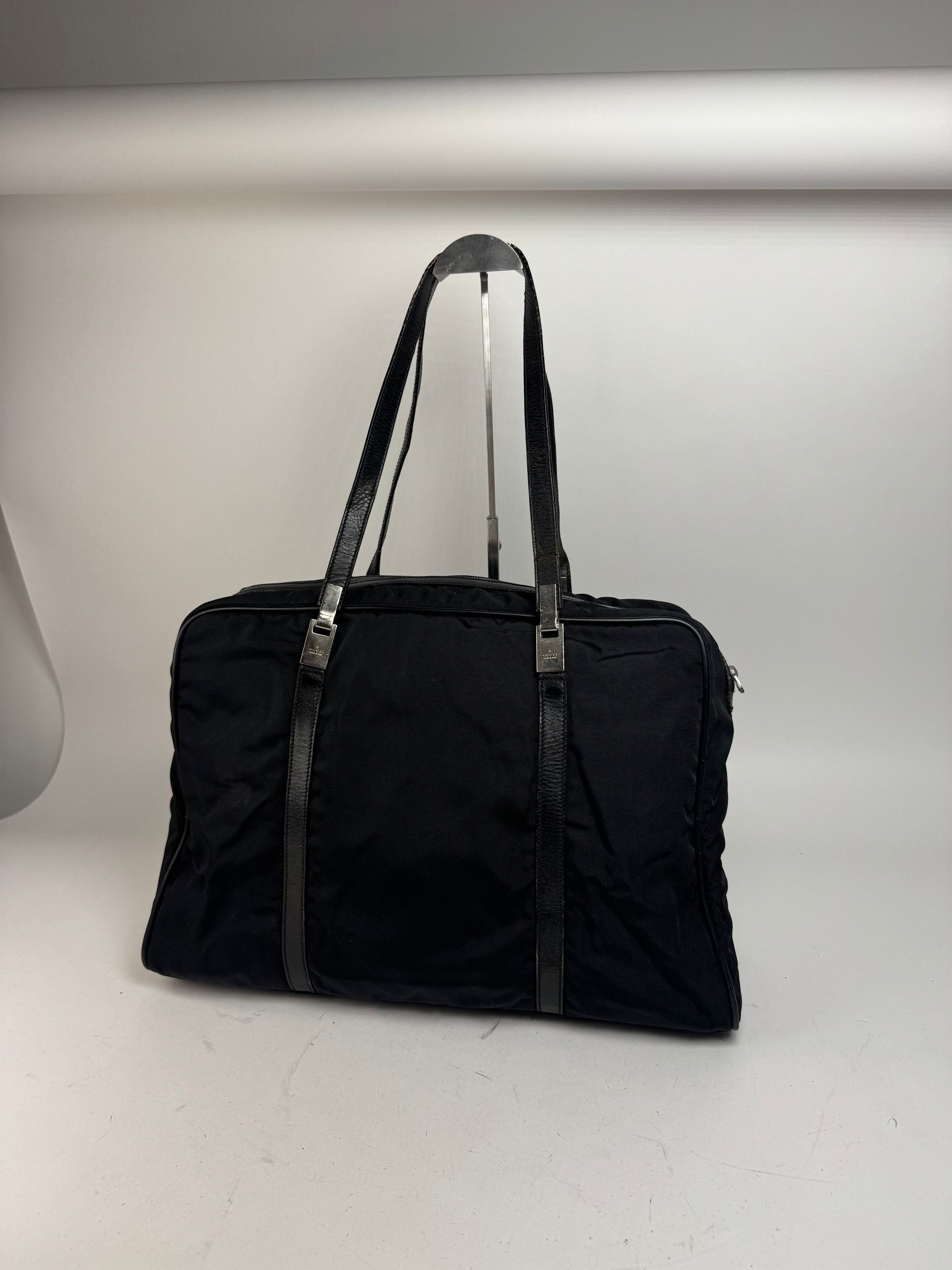 Gucci Vintage Polyester Leather Duffel Bag / Weekender Black Size ONE SIZE - 8 Thumbnail