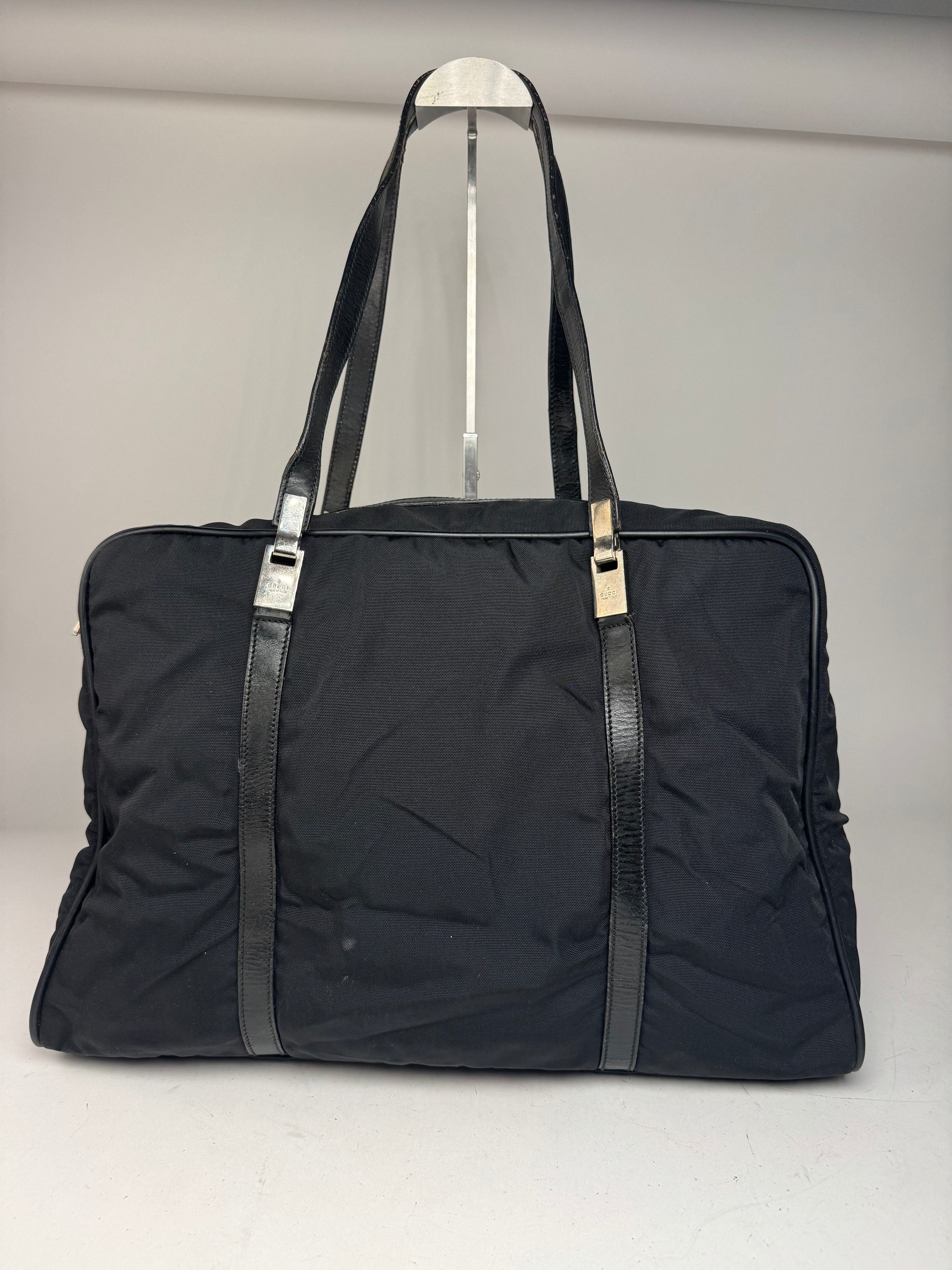 Gucci Vintage Polyester Leather Duffel Bag / Weekender Black Size ONE SIZE - 2 Thumbnail