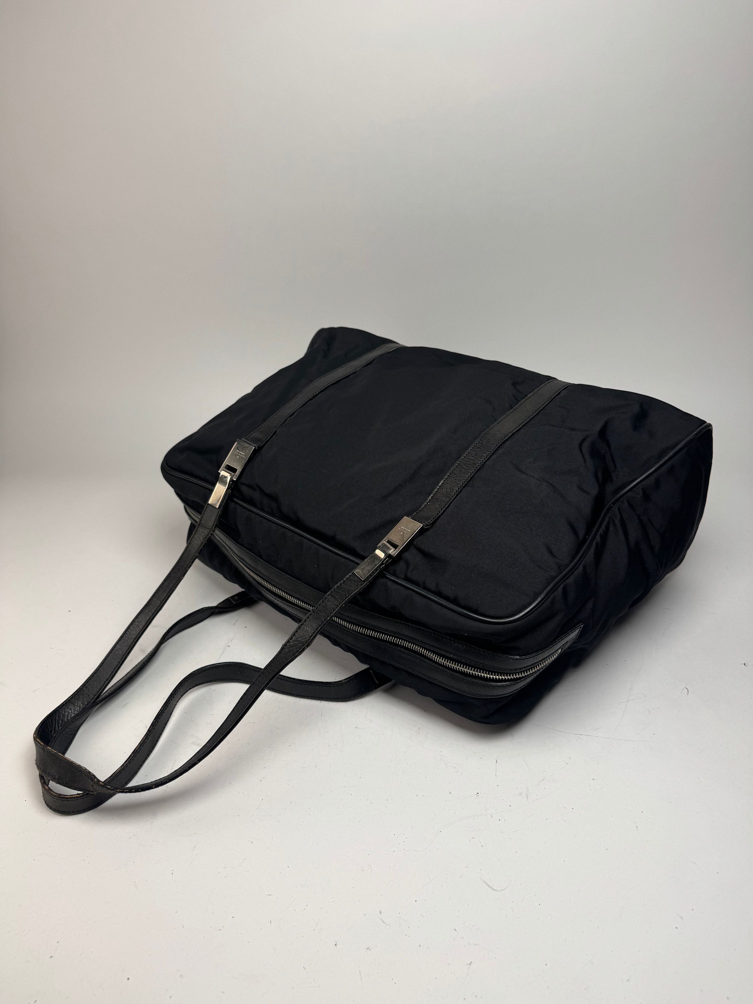 Gucci Vintage Polyester Leather Duffel Bag / Weekender Black Size ONE SIZE - 10 Thumbnail