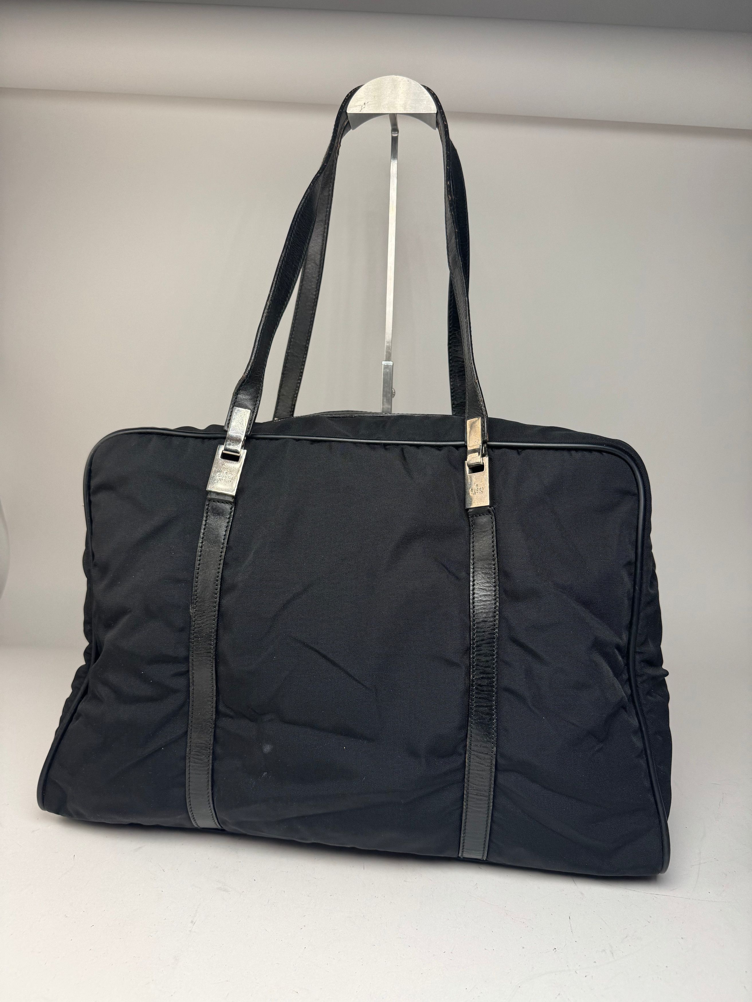 Gucci Vintage Polyester Leather Duffel Bag / Weekender Black Size ONE SIZE - 14 Thumbnail