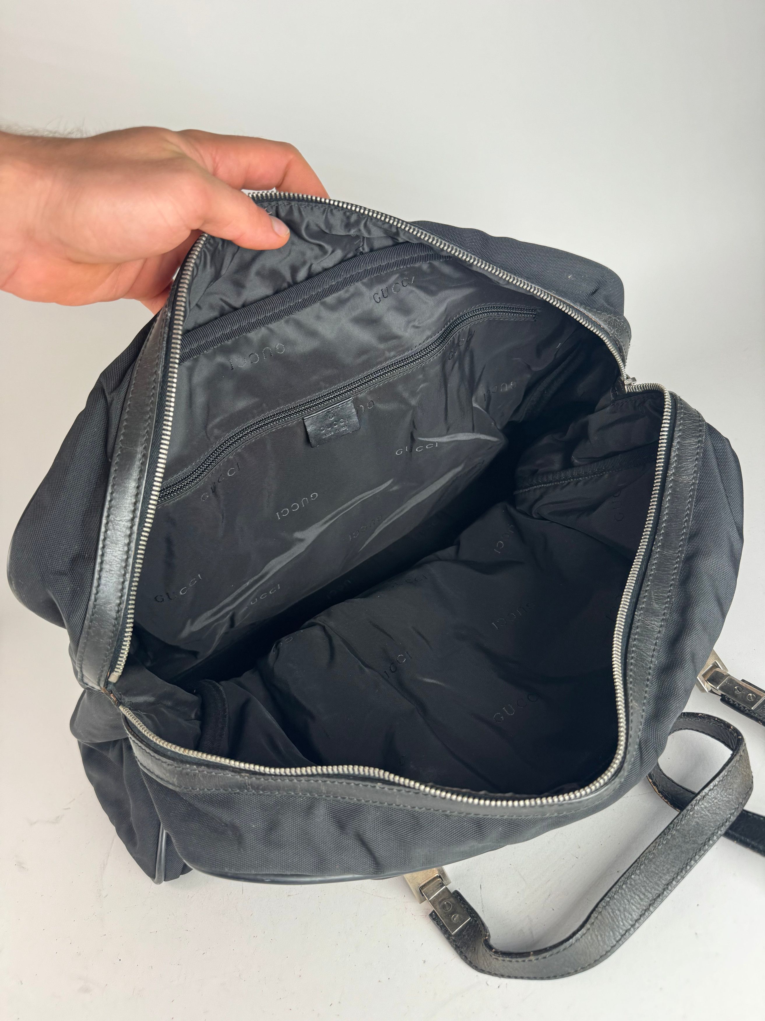 Gucci Vintage Polyester Leather Duffel Bag / Weekender Black Size ONE SIZE - 3 Thumbnail