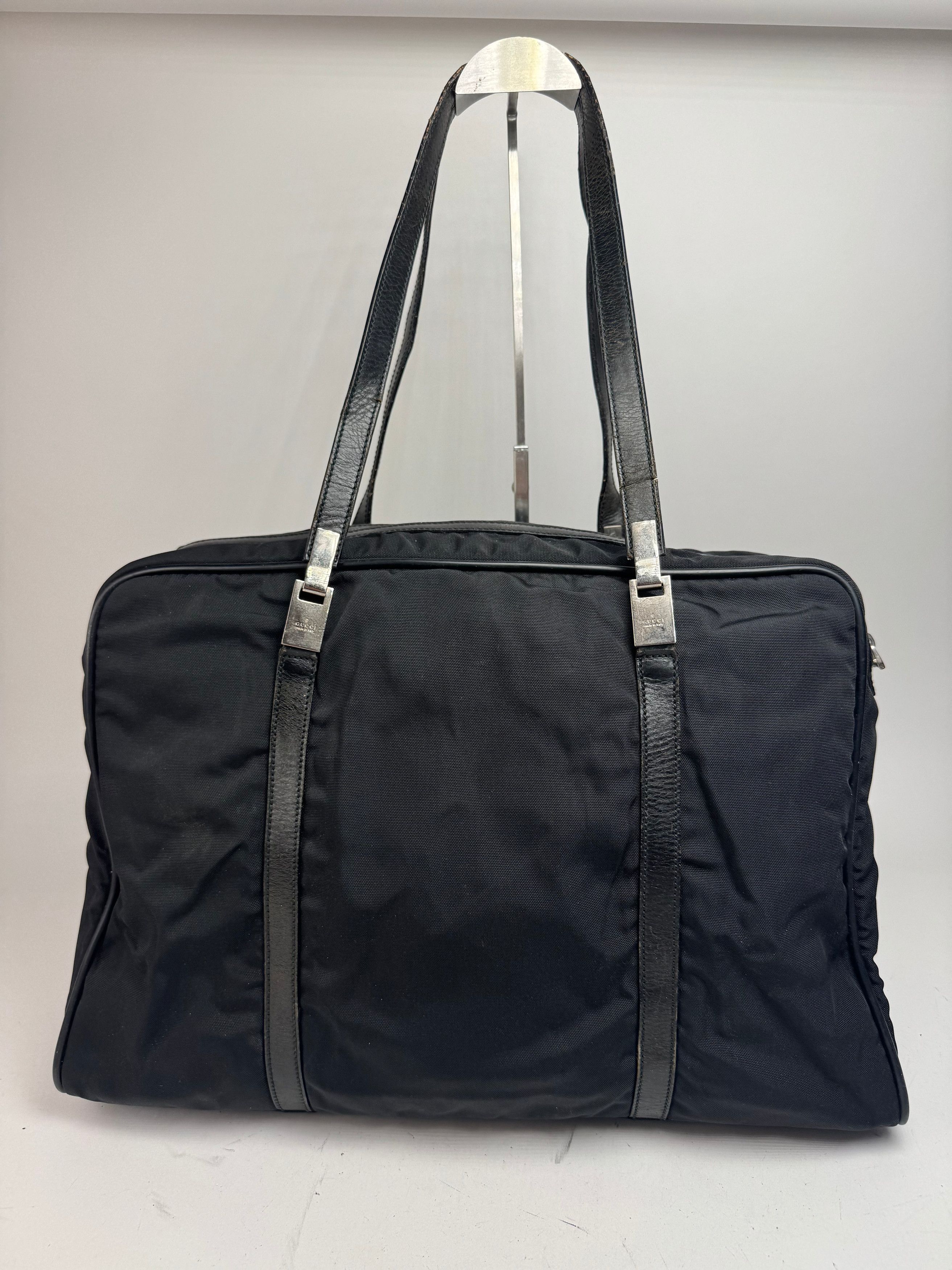 Gucci Vintage Polyester Leather Duffel Bag / Weekender Black Size ONE SIZE - 13 Thumbnail