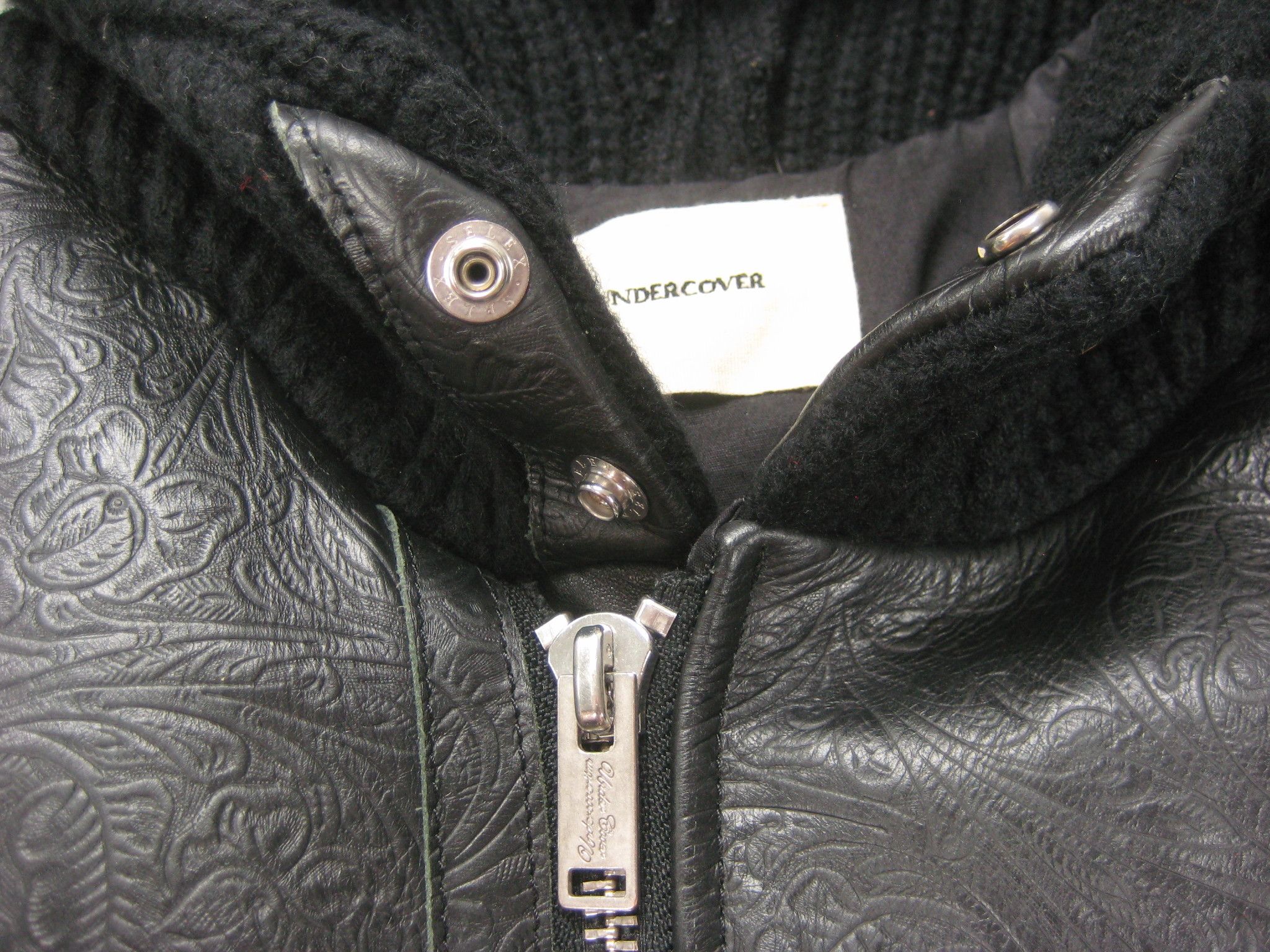 Undercover Tooled Leather Down Filled Quilted Knit Wool Hood Puffervest Size US S / EU 44-46 / 1 - 5 Thumbnail