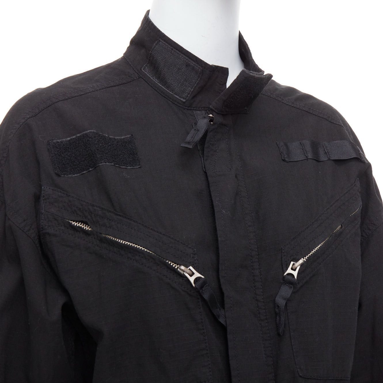 RE/DONE RE/DONE black cotton silver zip magic tape pocketed jumpsuit boiler suit XS Size 27" / US 4 / IT 40 - 2 Thumbnail