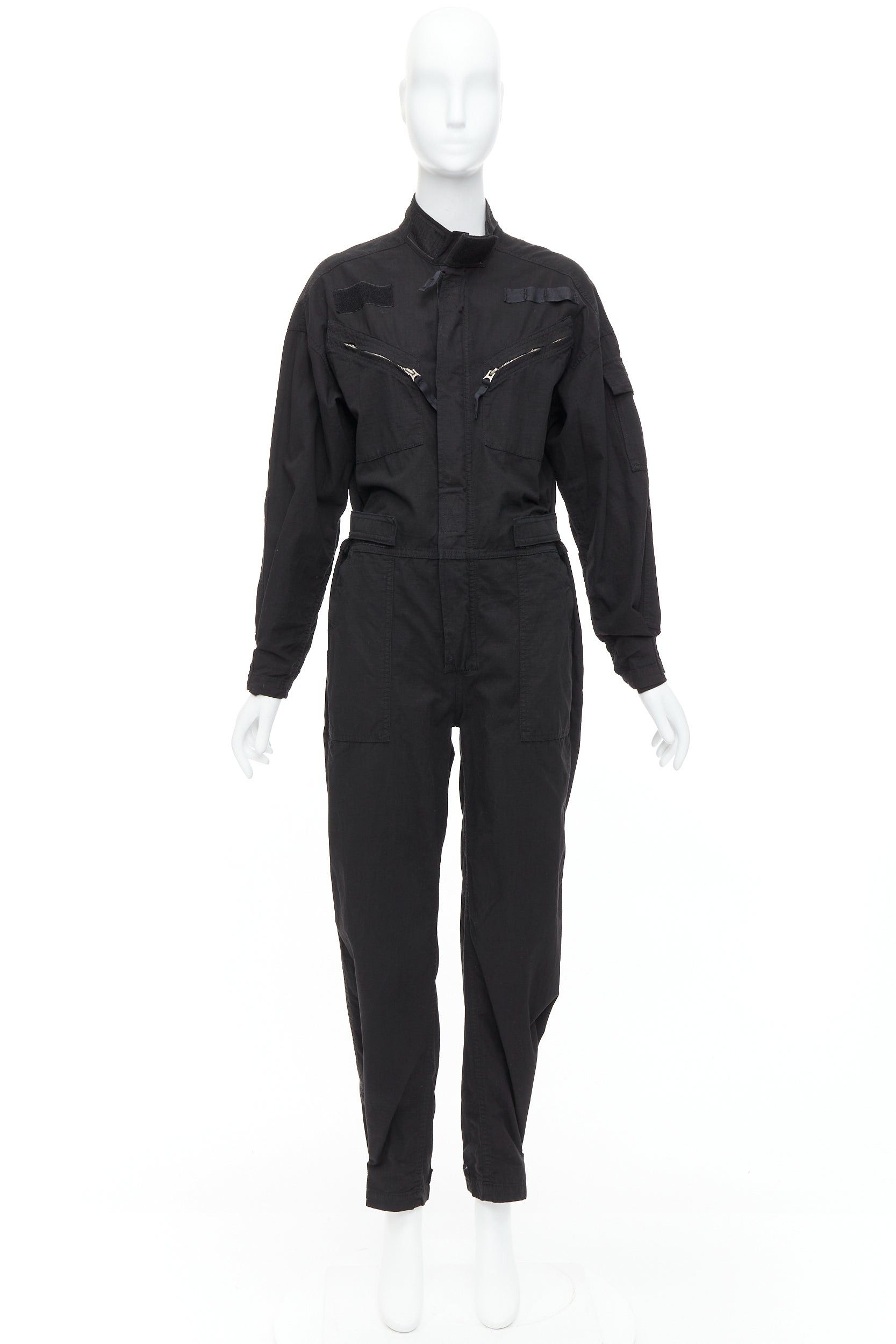 RE/DONE RE/DONE black cotton silver zip magic tape pocketed jumpsuit boiler suit XS Size 27" / US 4 / IT 40 - 9 Thumbnail