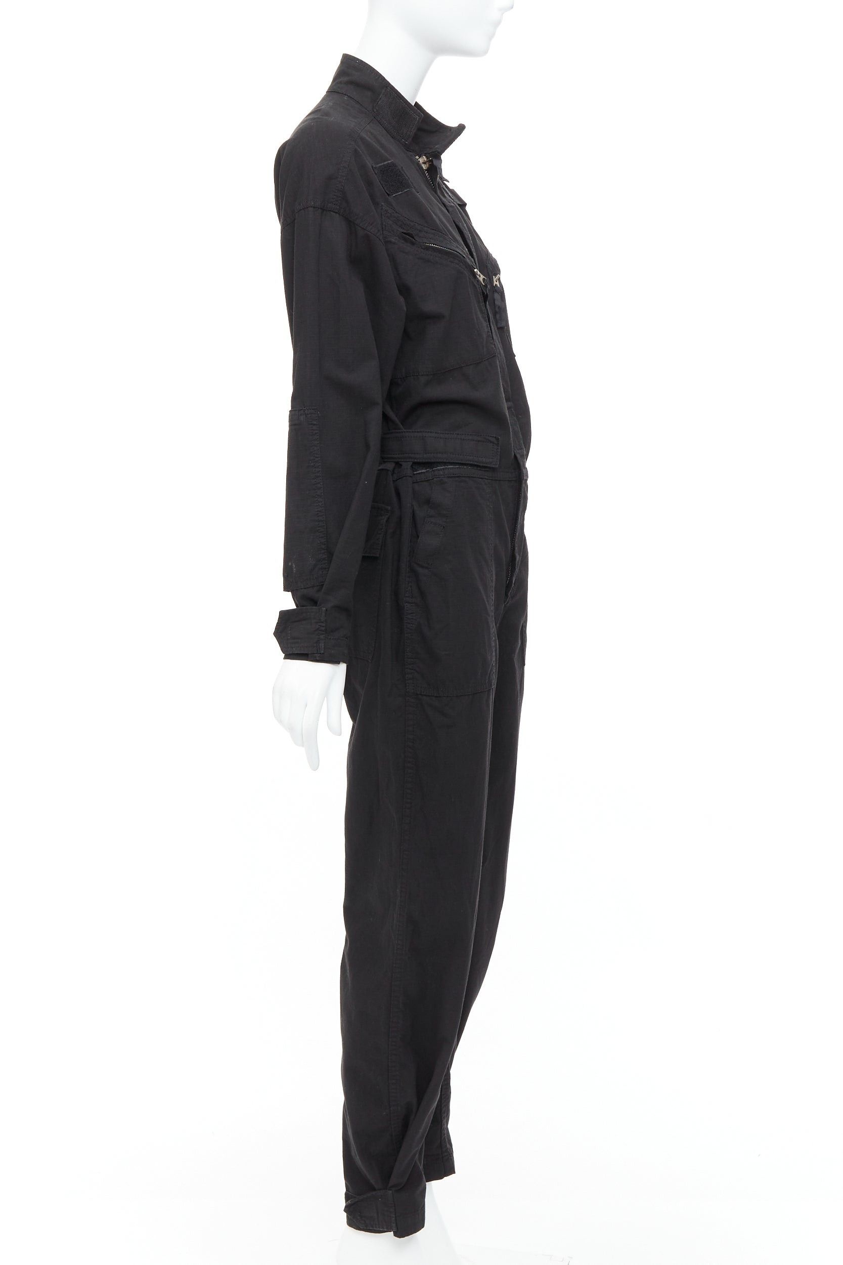 RE/DONE RE/DONE black cotton silver zip magic tape pocketed jumpsuit boiler suit XS Size 27" / US 4 / IT 40 - 4 Thumbnail