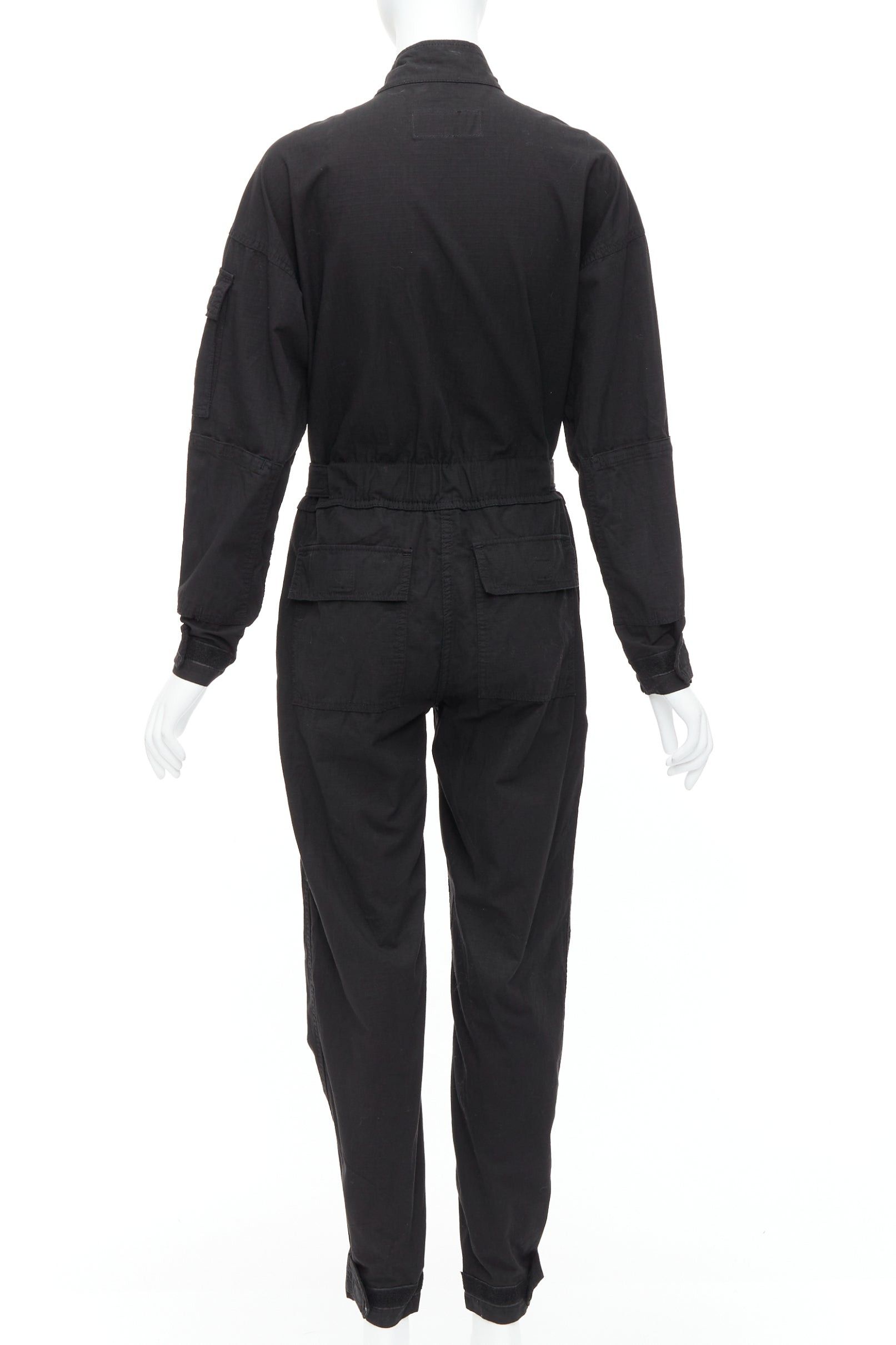 RE/DONE RE/DONE black cotton silver zip magic tape pocketed jumpsuit boiler suit XS Size 27" / US 4 / IT 40 - 5 Thumbnail
