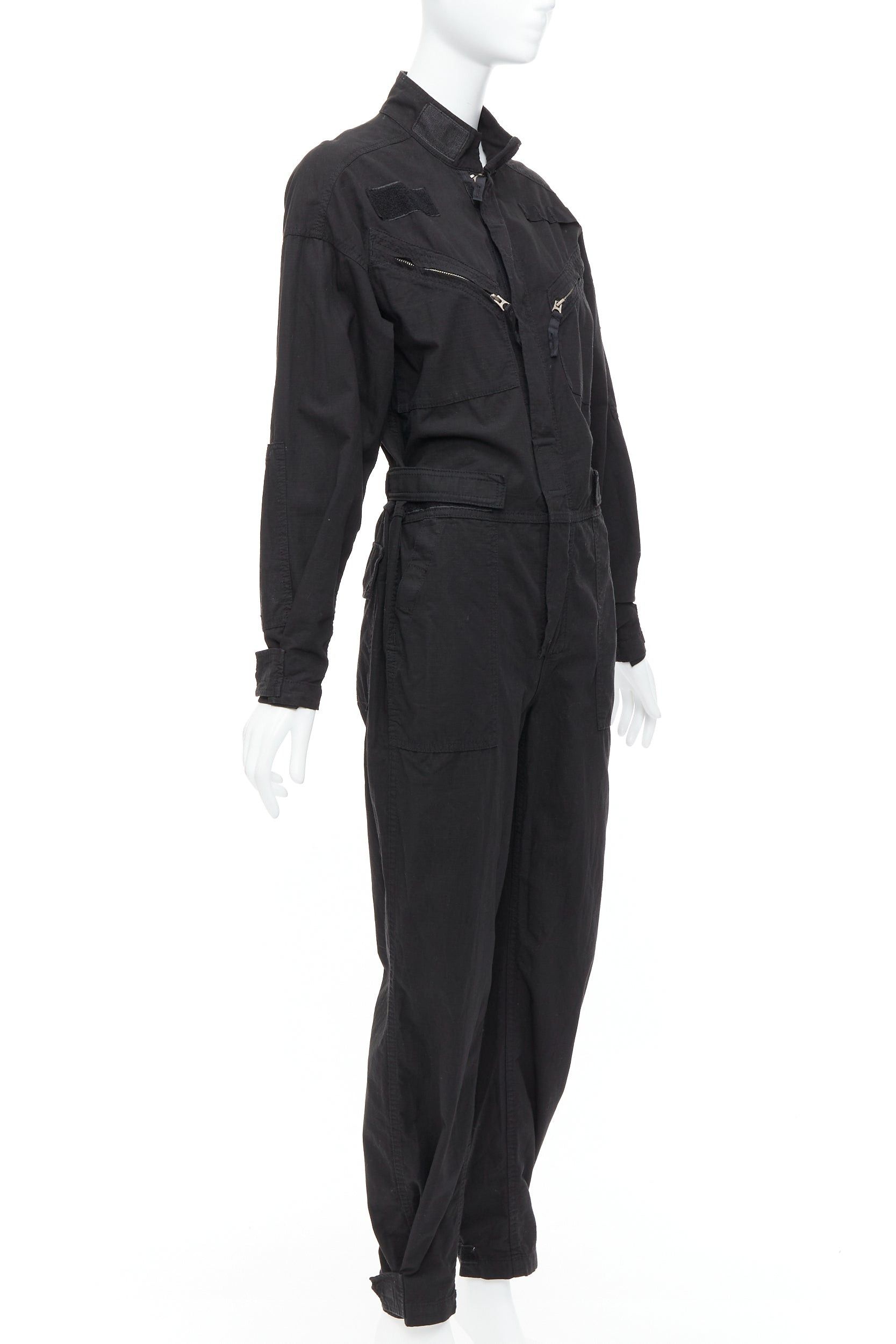 RE/DONE RE/DONE black cotton silver zip magic tape pocketed jumpsuit boiler suit XS Size 27" / US 4 / IT 40 - 3 Thumbnail