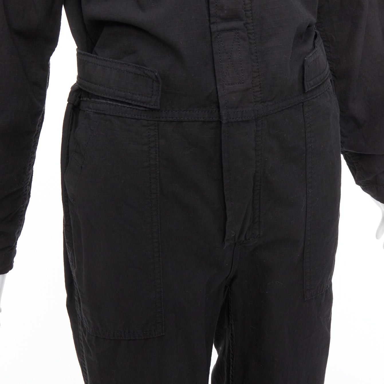 RE/DONE RE/DONE black cotton silver zip magic tape pocketed jumpsuit boiler suit XS Size 27" / US 4 / IT 40 - 7 Thumbnail